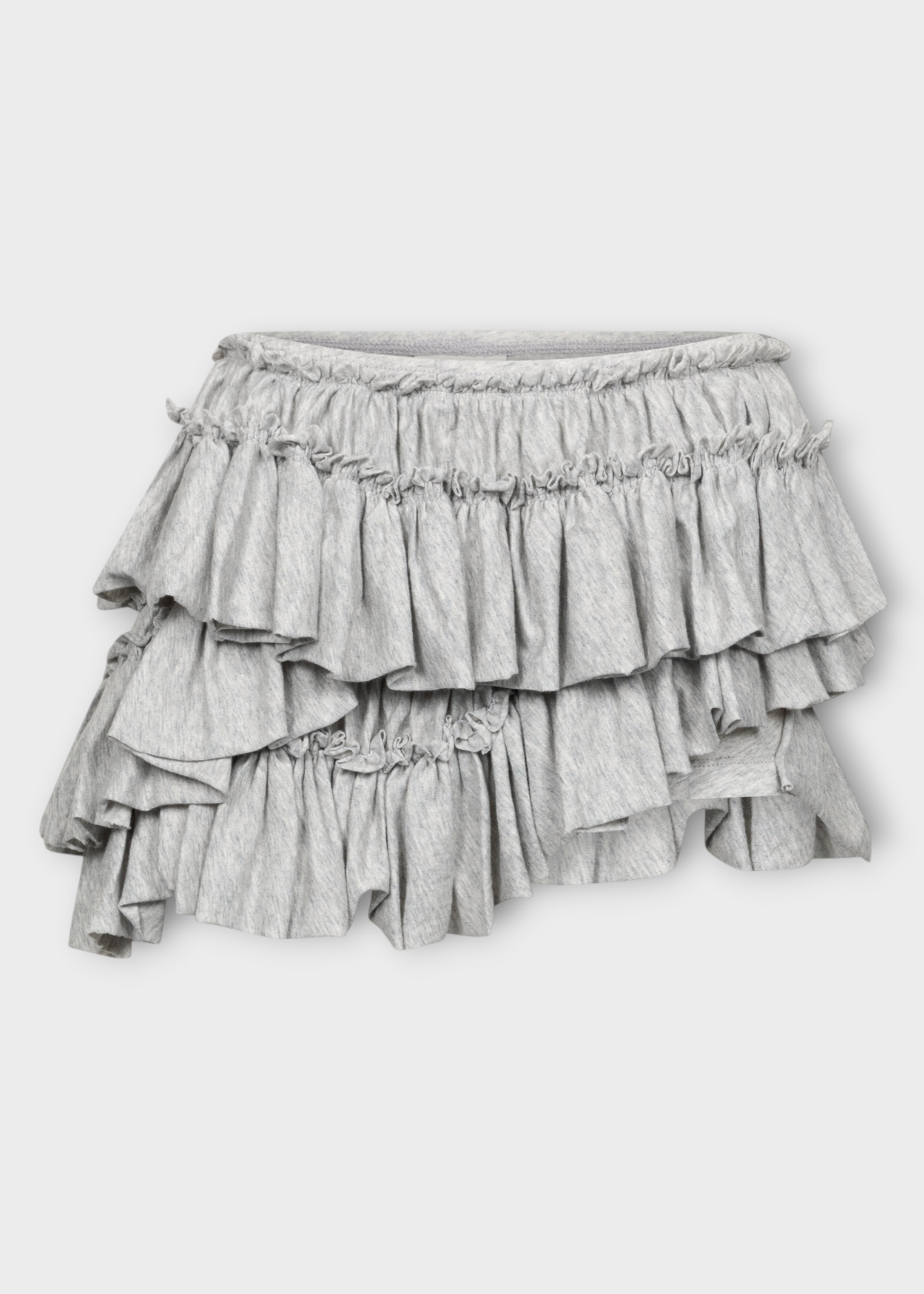 Dries Van Noten Dries Van Noten Shorts, Grey, Huryl Cotton Ruffled Mini Shorts In Grey Melange