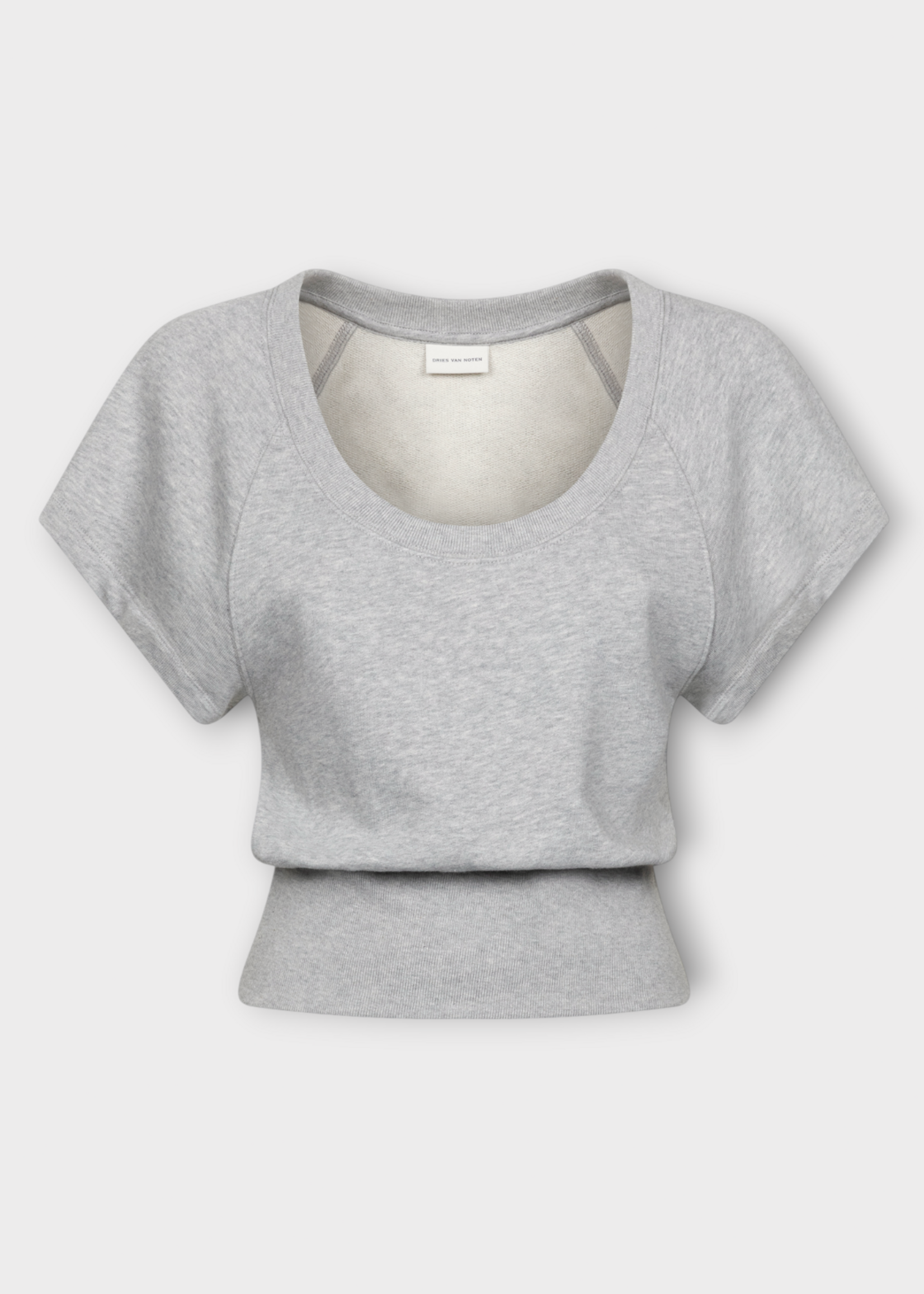 Dries Van Noten Dries Van Noten Top, Grey, Hassia Cotton Crew Neck Short Sleeve Top In Grey Melange