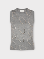 Dries Van Noten Dries Van Noten Top, Grey, Taja Merino Wool Sleeveless Embroidered Sweater In Grey