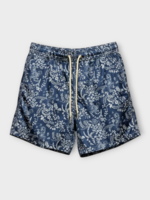 Massimo Alba Massimo Alba Swimwear, Blue, Kite Drawstring Waist Swim Trunks In River & White w/ Floral Print