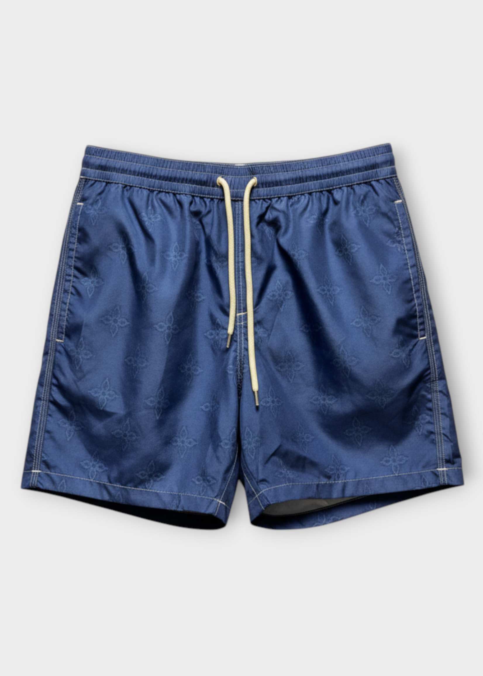 Massimo Alba Massimo Alba Swimwear, Blue, Kite Drawstring Waist Swim Trunks In River w/ Medallion Print