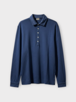 Massimo Alba Massimo Alba Polo, Blue, Raya Cotton & Linen Long Sleeve Polo in Midnight Blue