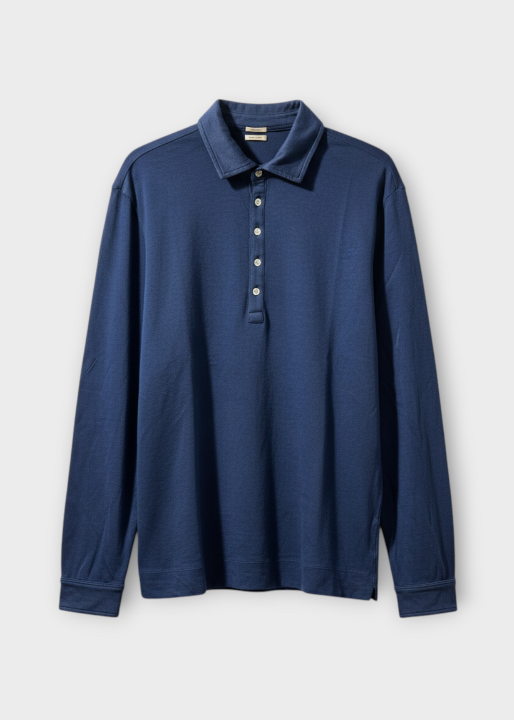 Massimo Alba Massimo Alba Polo, Blue, Raya Cotton & Linen Long Sleeve Polo in Midnight Blue