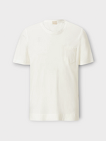 Massimo Alba Massimo Alba T-Shirt, White, Panarea Linen & Cotton Crew Neck T-Shirt in White w/ Chest Pocket