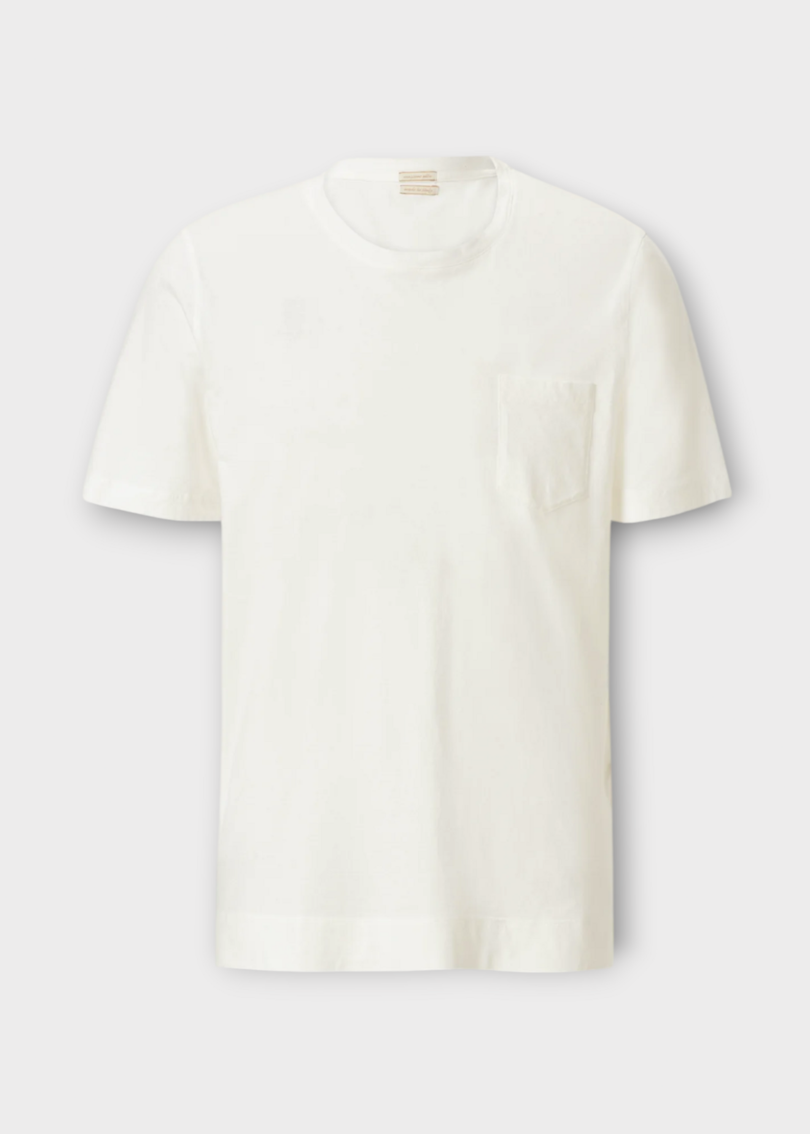 Massimo Alba Massimo Alba T-Shirt, White, Panarea Linen & Cotton Crew Neck T-Shirt in White w/ Chest Pocket