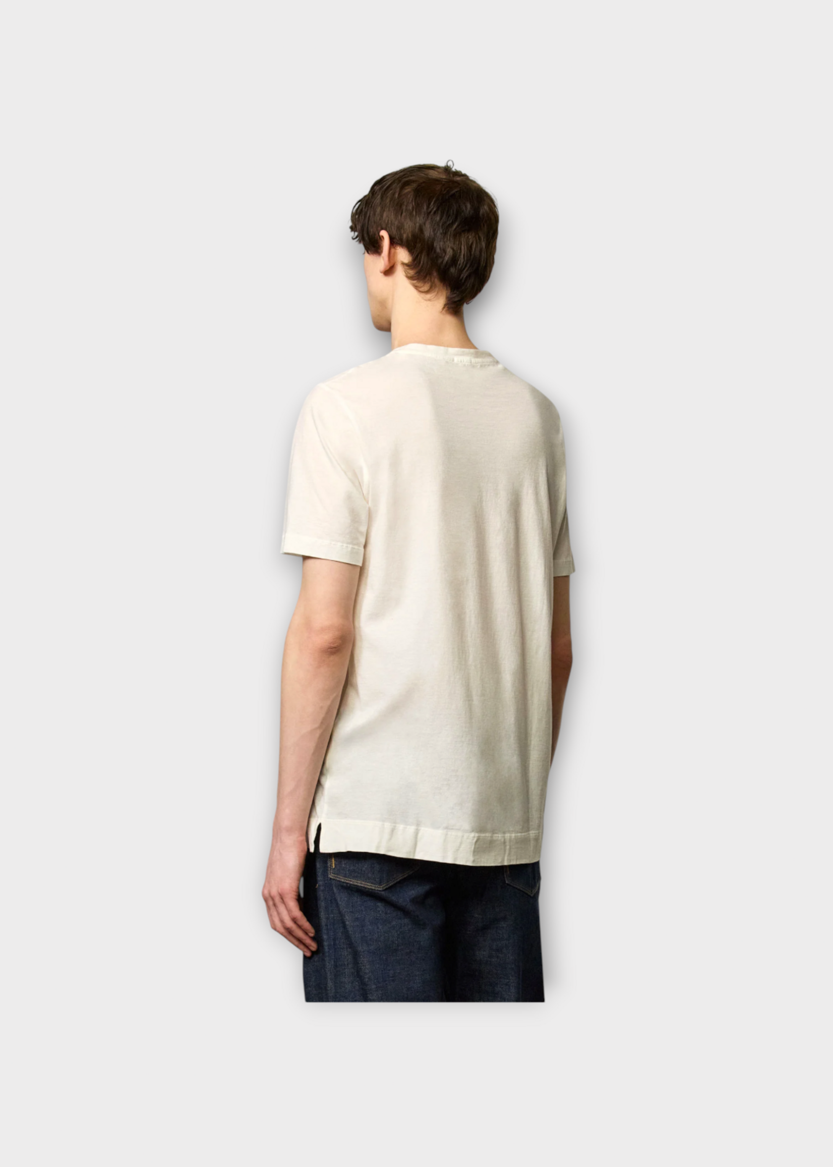 Massimo Alba Massimo Alba T-Shirt, White, Panarea Linen & Cotton Crew Neck T-Shirt in White w/ Chest Pocket