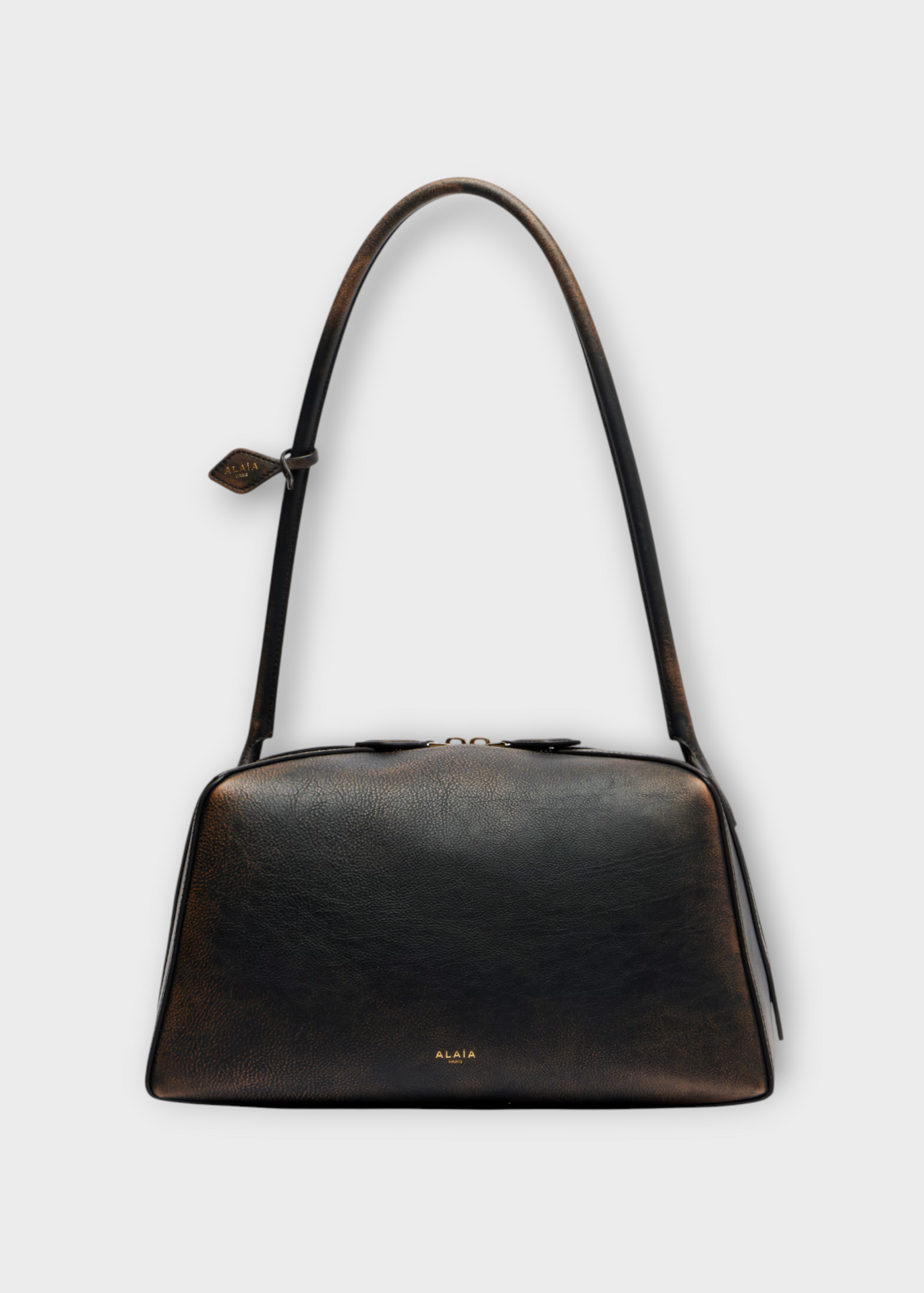 Alaia Alaia Bag, Brown, Le Bouledogue Medium Aged Leather Shoulder Bag In Ebene