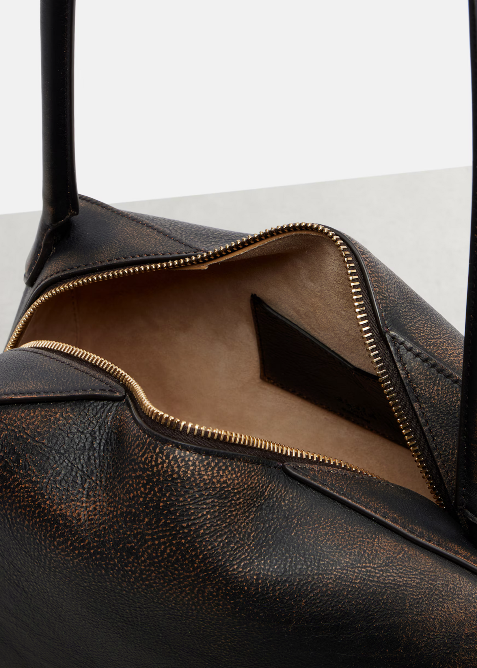 Alaia Alaia Bag, Brown, Le Bouledogue Medium Aged Leather Shoulder Bag In Ebene