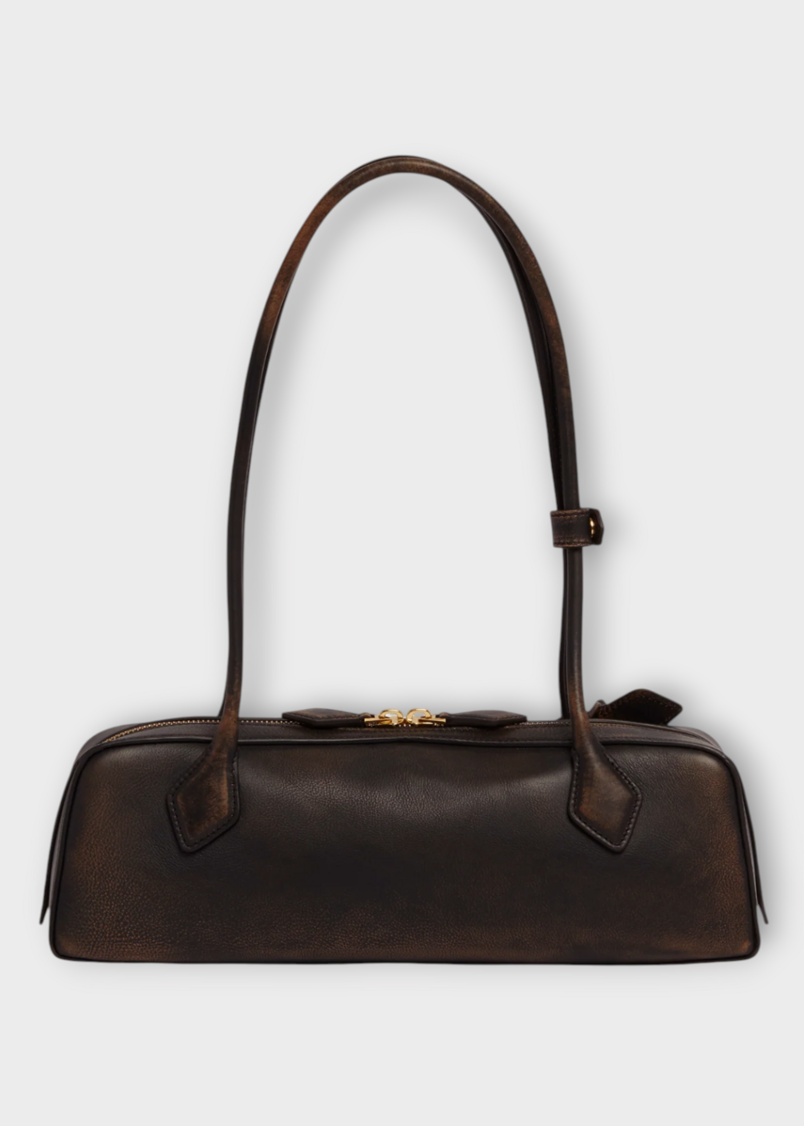 Alaia Alaia Bag, Brown, Le Teckel Medium Aged Leather Shoulder Bag in Ebene