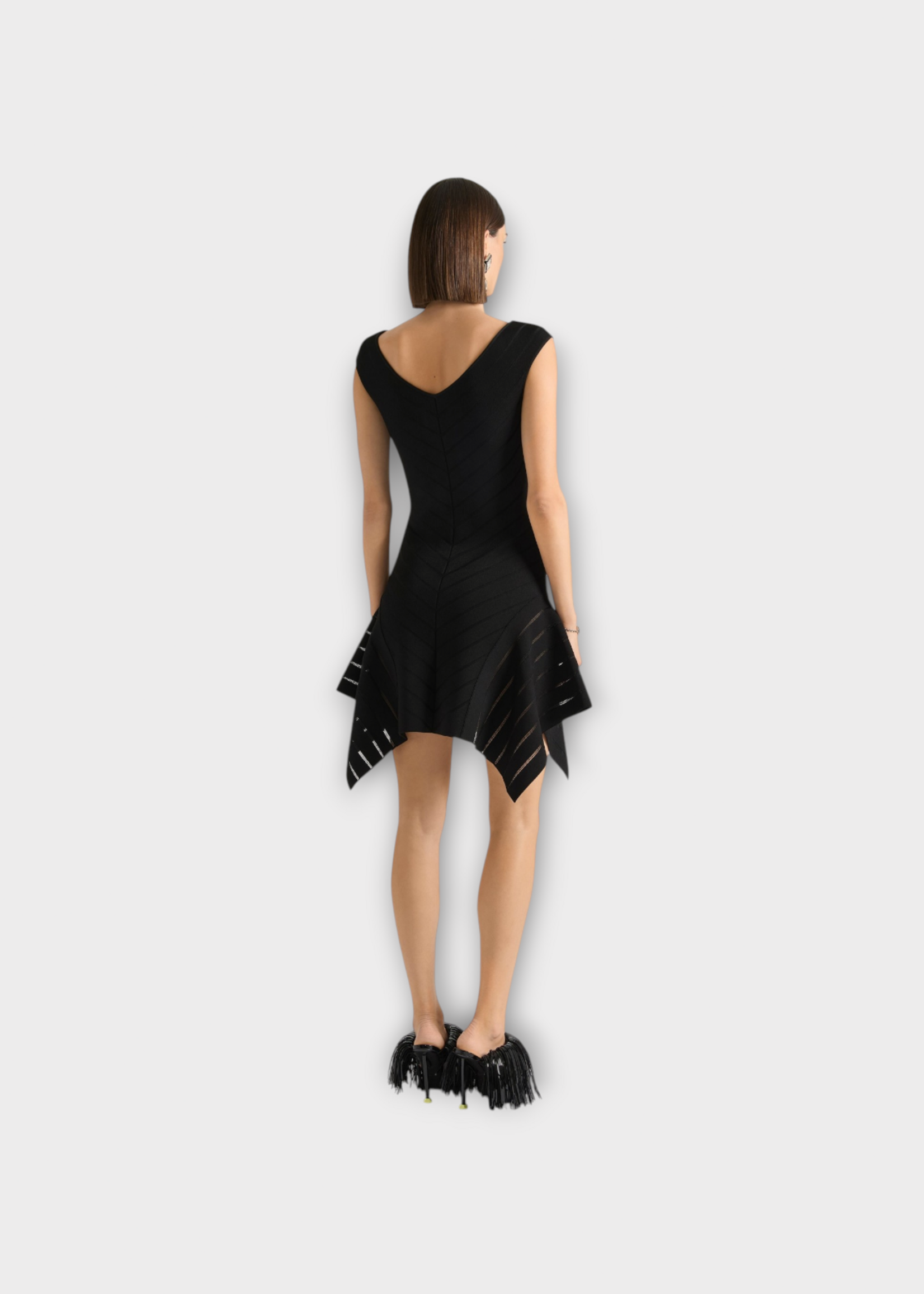 Givenchy Givenchy Dress, Black, V-Neck Sleeveless Asymmetric Mini Dress In Black