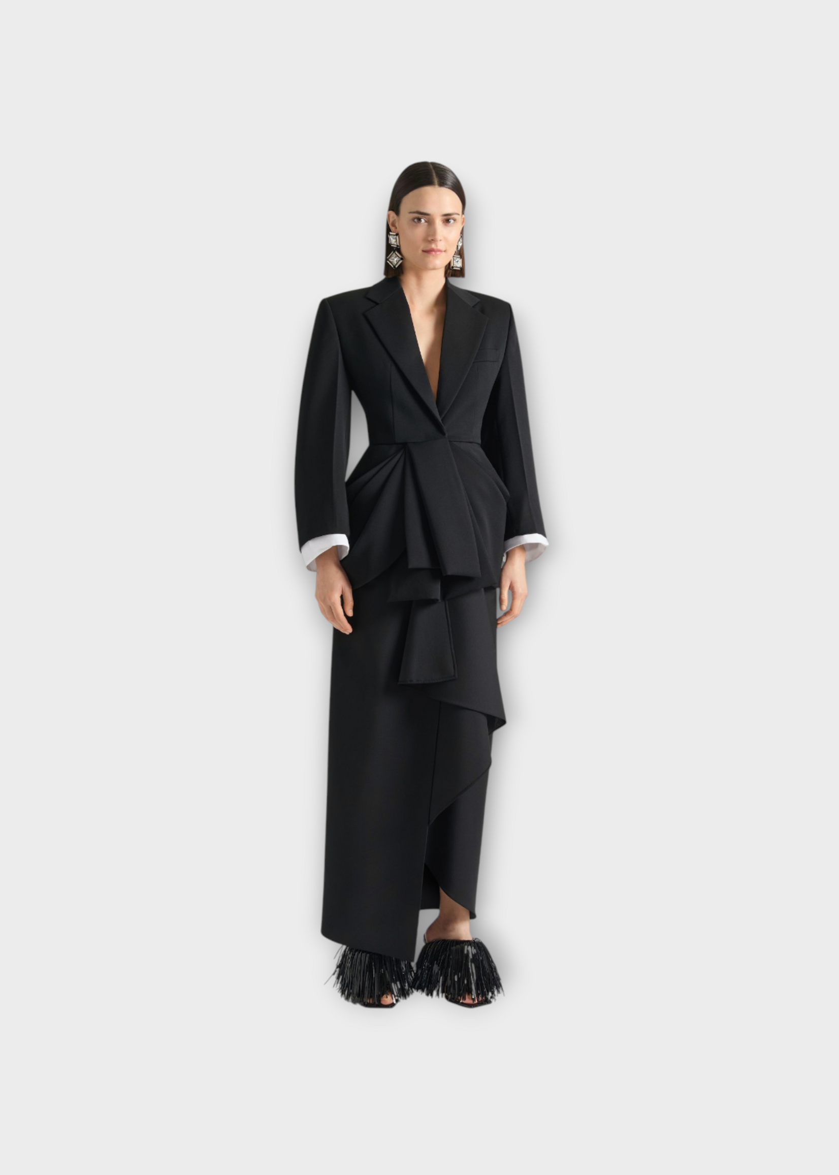 Givenchy Givenchy Skirt, Black, Wool & Mohair Wrapped Long Skirt In Black
