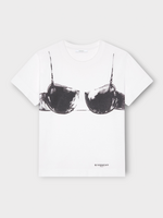 Givenchy Givenchy T-Shirt, Multi, Cotton Crew Neck T-Shirt in White w/ Cutaway Bra Print