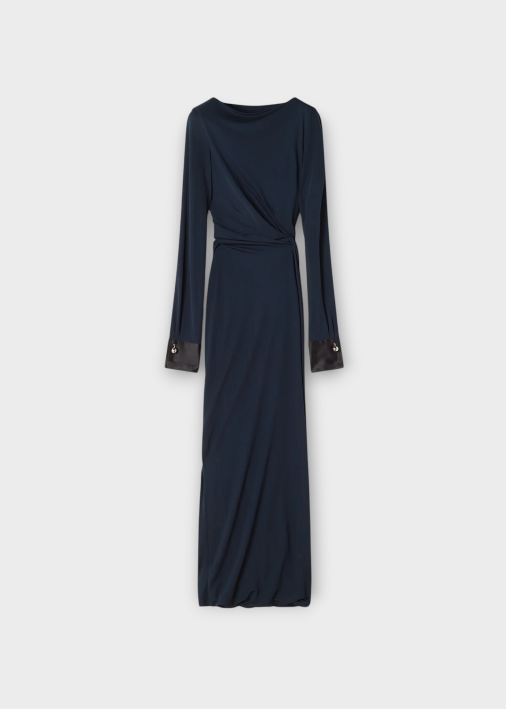 Lanvin Lanvin Dress, Navy, Draped Long Sleeve Midi Dress In Navy Blue