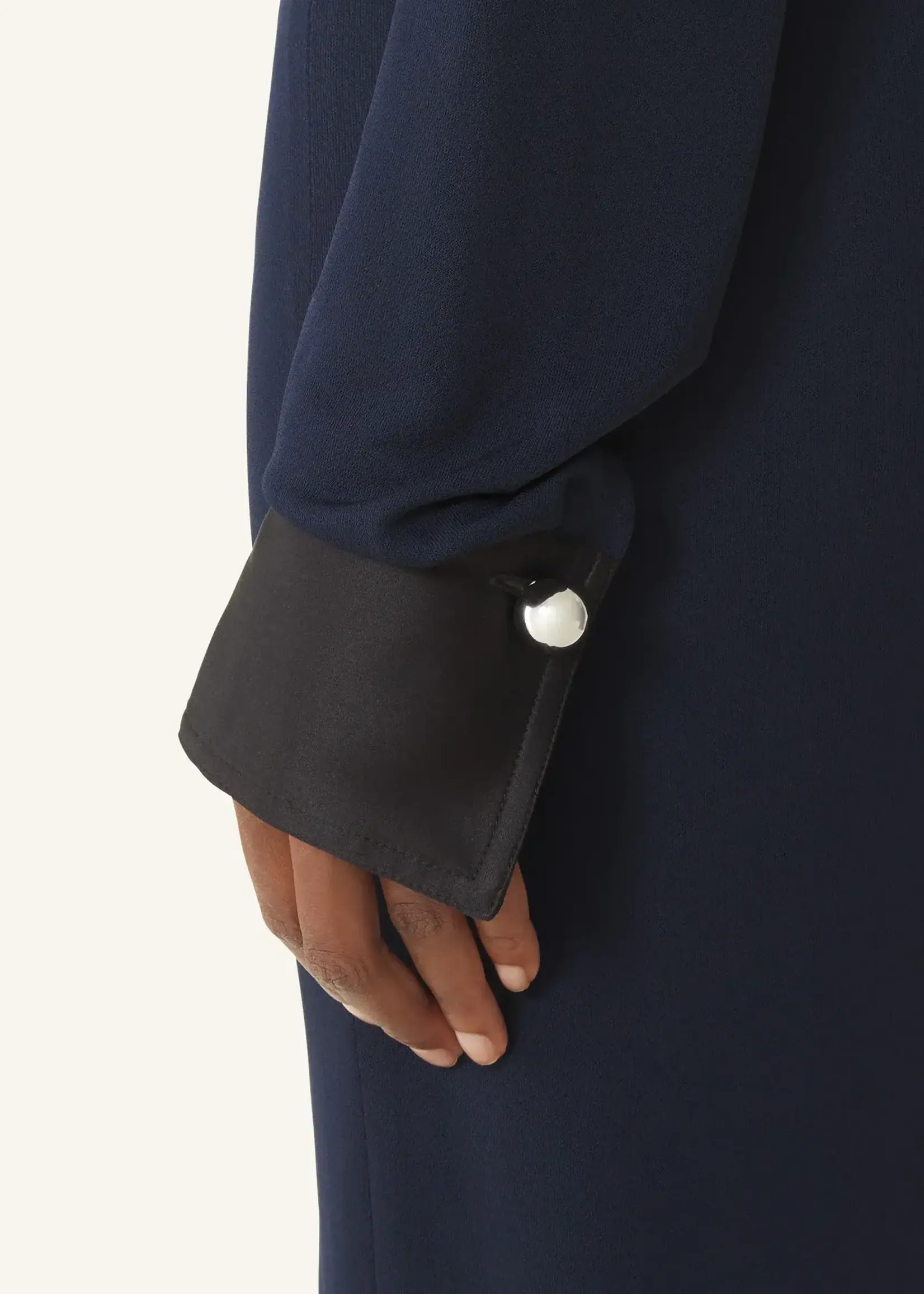 Lanvin Lanvin Dress, Navy, Draped Long Sleeve Midi Dress In Navy Blue