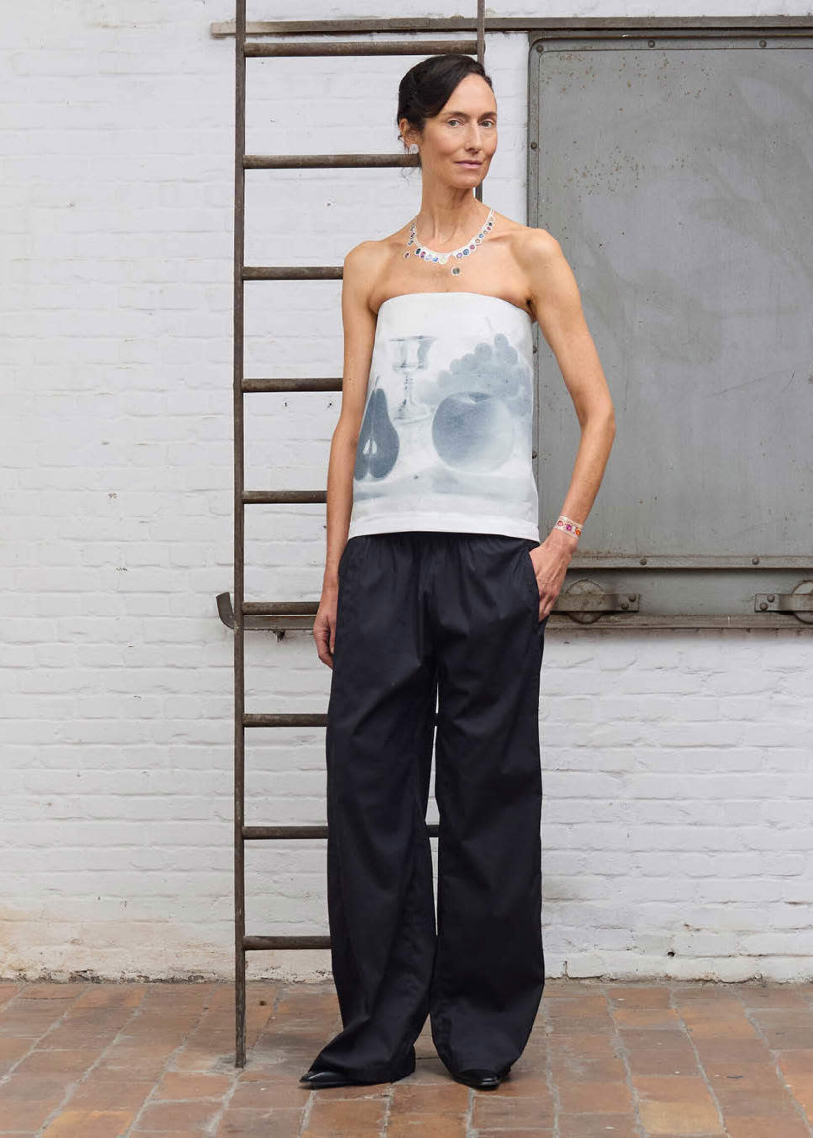 Julie Kegels Julie Kegels Top, Print, Till Life Strapless Printed Top In Grey