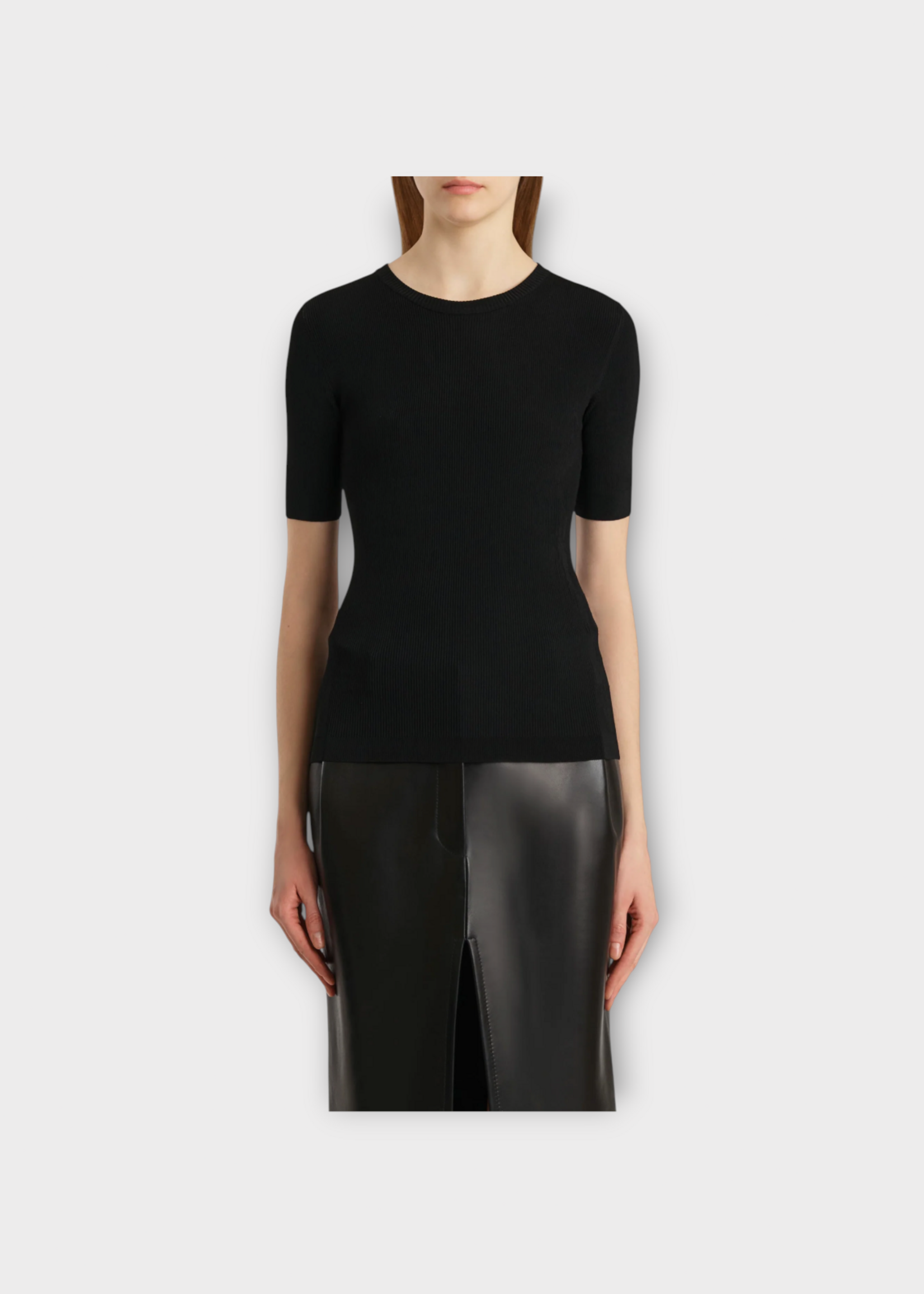 Khaite Khaite Top, Black, Maj Crew Neck Short Sleeve Top In Black