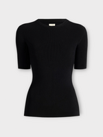 Khaite Khaite Top, Black, Maj Crew Neck Short Sleeve Top In Black
