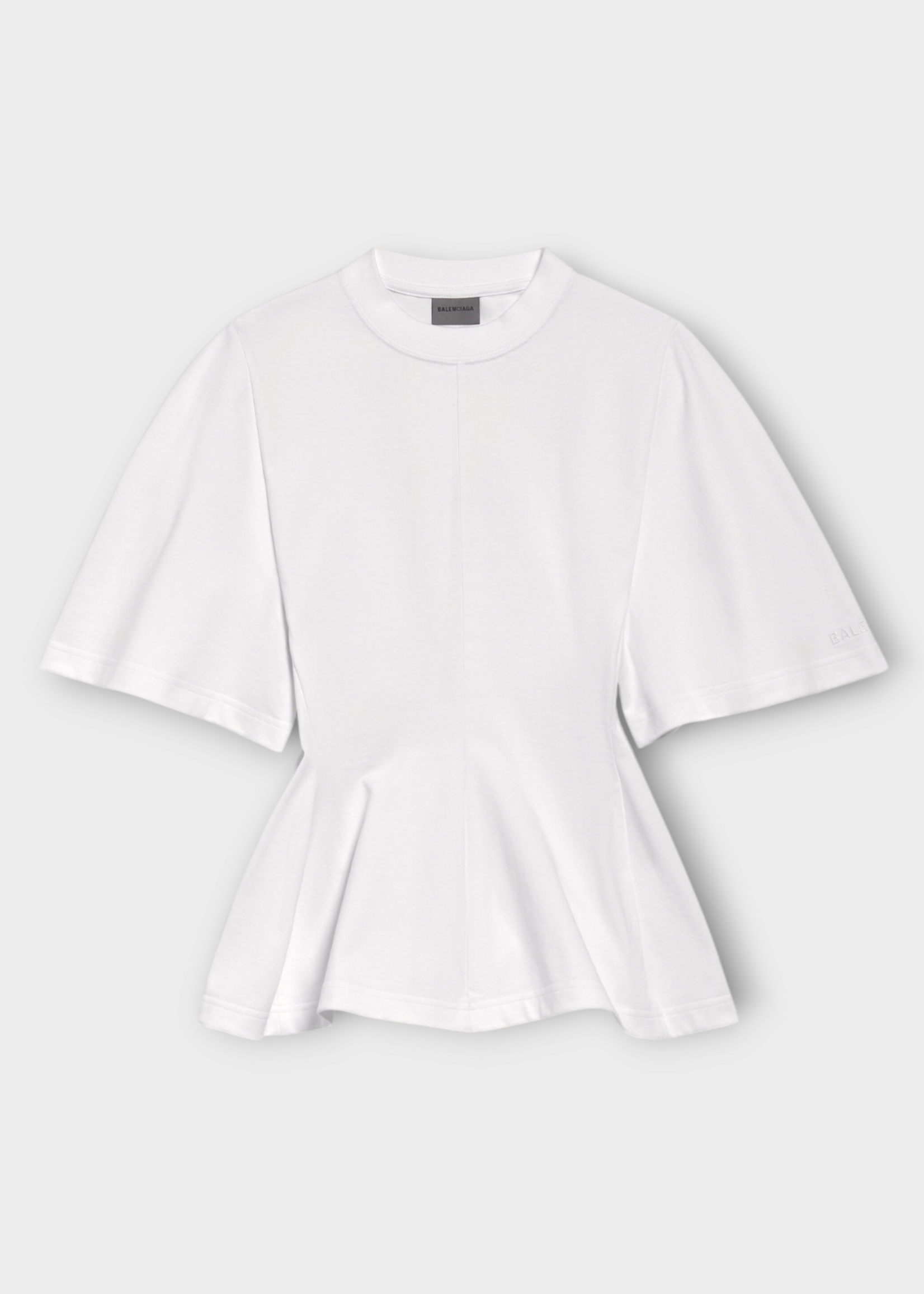 Balenciaga Balenciaga T-Shirt, White, Cotton Crew Neck Shaped T-shirt In White w/ Cinched Waistline