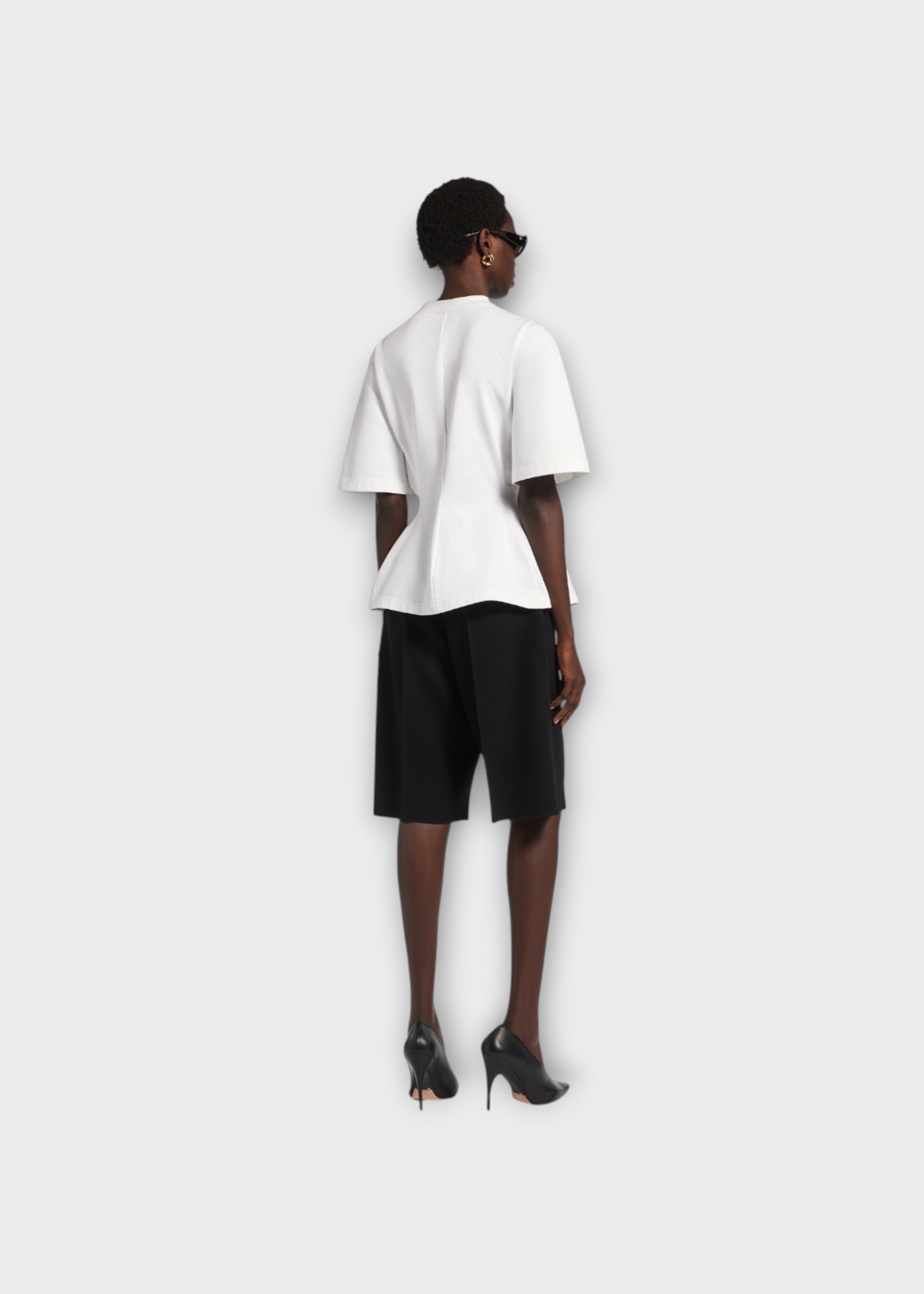 Balenciaga Balenciaga T-Shirt, White, Cotton Crew Neck Shaped T-shirt In White w/ Cinched Waistline