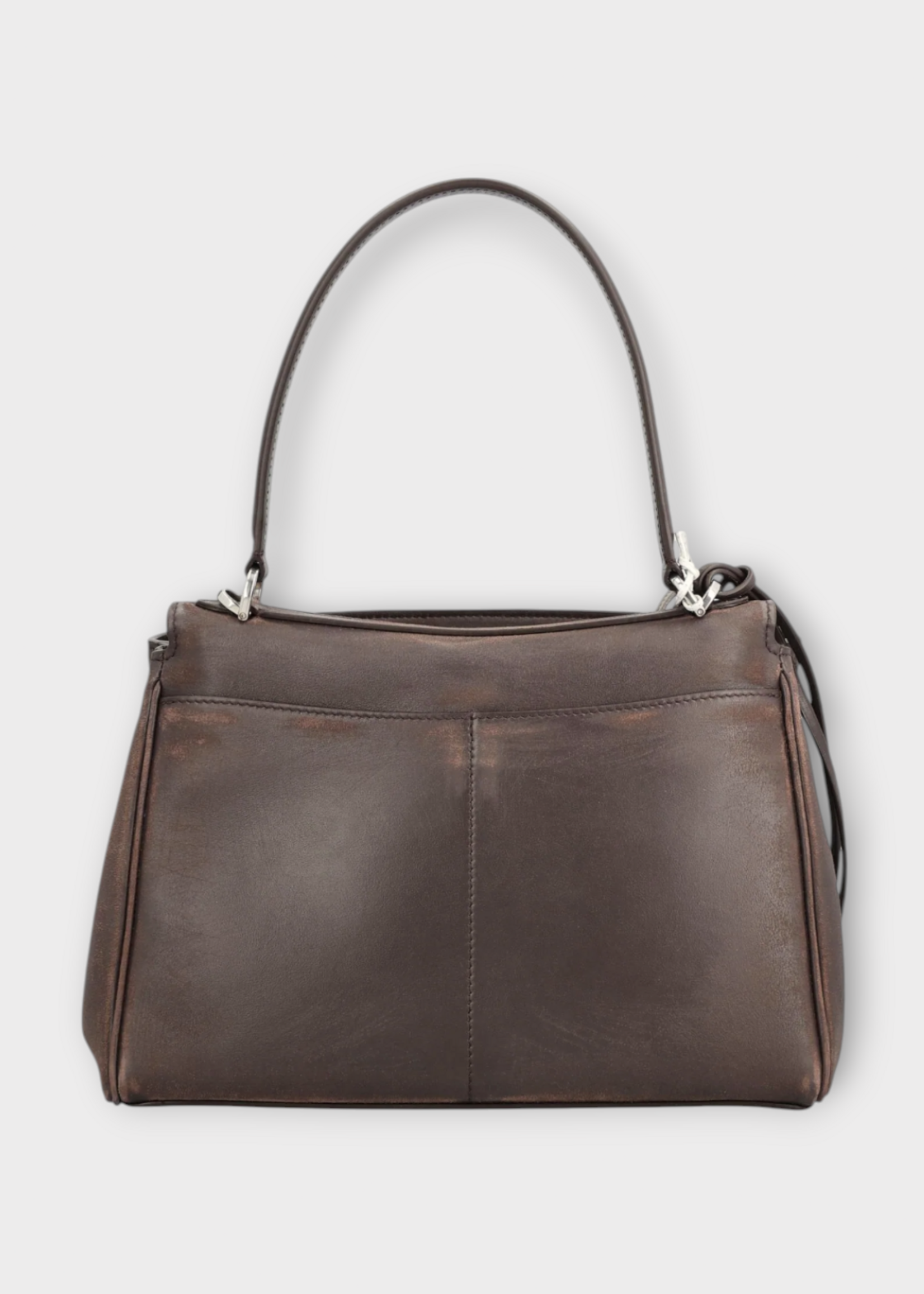 Balenciaga Balenciaga Bag, Brown, Rodeo Small Calf Leather Top Handle Bag In Espresso w/ Detachable Strap & Keyring