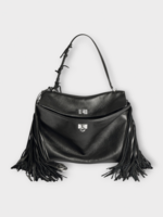 Balenciaga Balenciaga Bag, Black, Rodeo Medium Smooth Calfskin Bag in Black w/ Detachable Keyring & Fringes