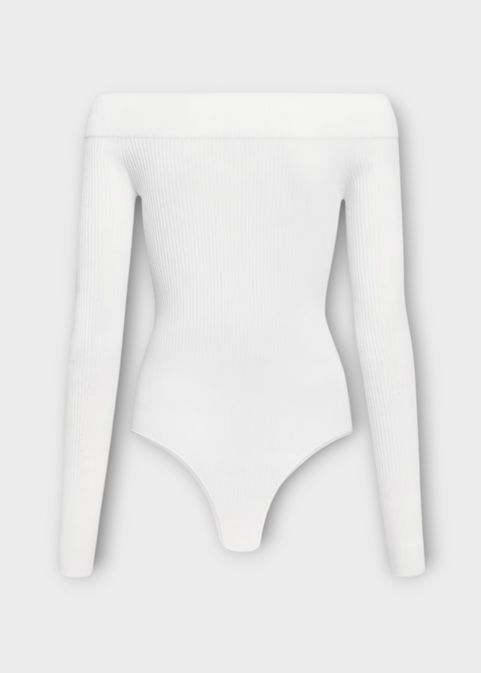 Alaia Alaia Top, White, Ribbed Off Shoulder Body in White