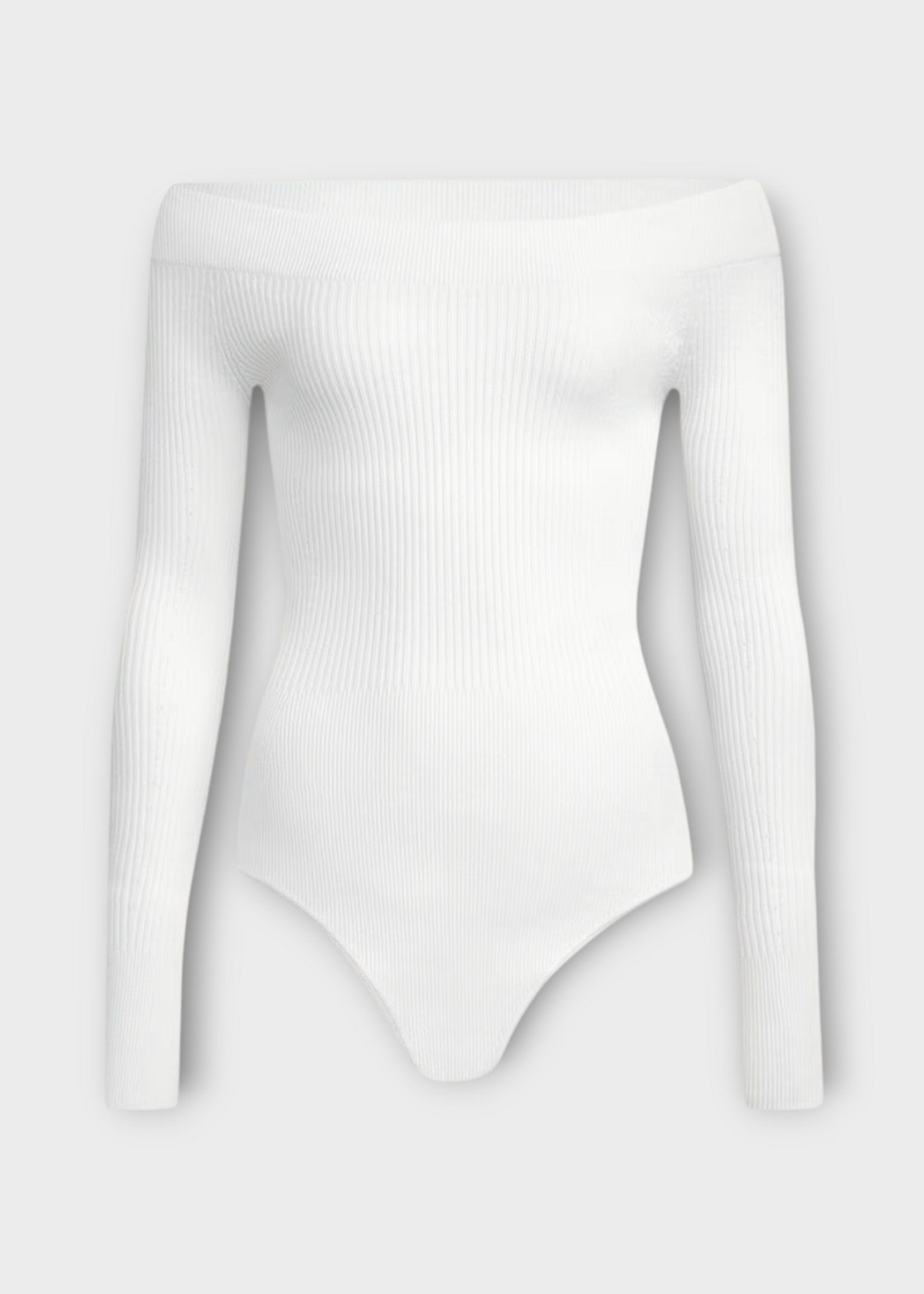 Alaia Alaia Top, White, Ribbed Off Shoulder Body in White