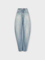 Alaia Alaia Jeans, Blue, Low Waist Round Leg Denim Pants in Faded Blue