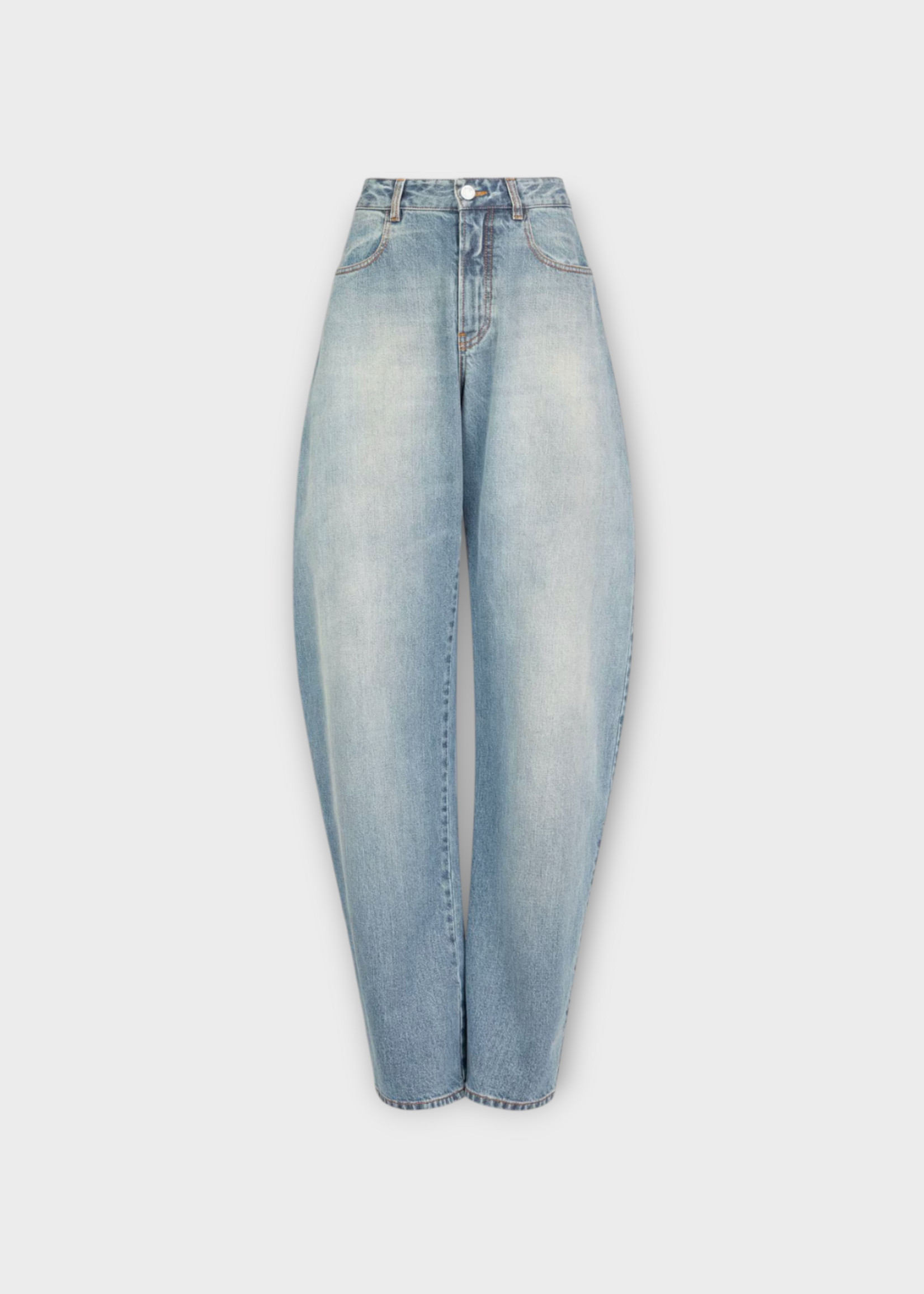 Alaia Alaia Jeans, Blue, Low Waist Round Leg Denim Pants in Faded Blue