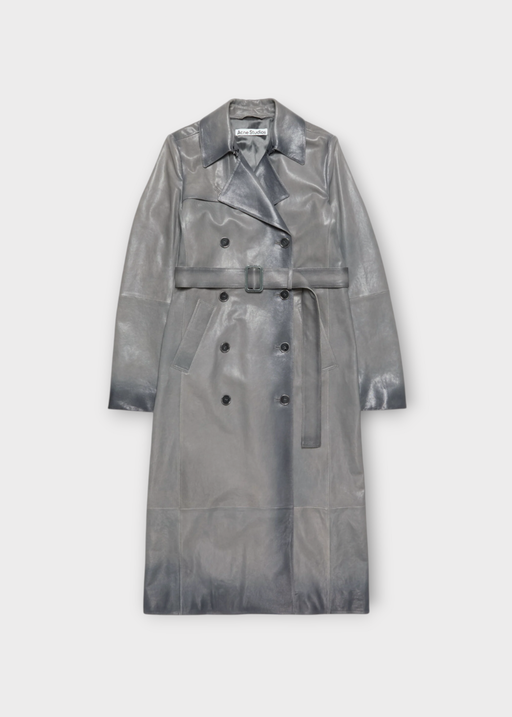 Acne Studio Acne Studio Jacket, Grey, Leather Belted Trench Coat In Anthracite Grey #21