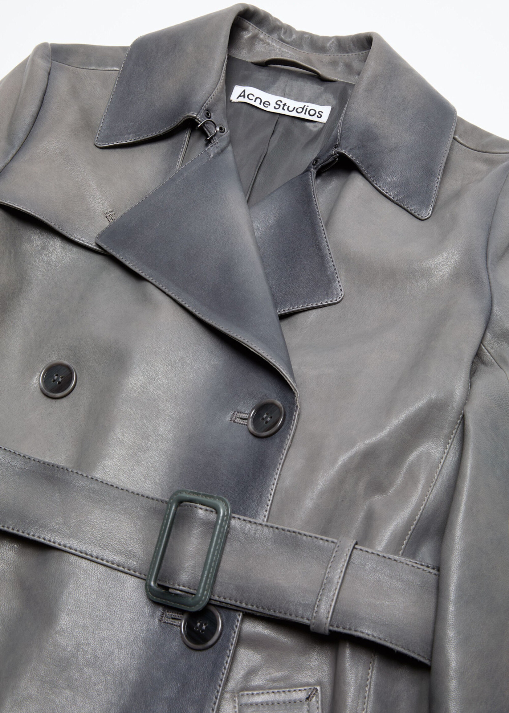 Acne Studio Acne Studio Jacket, Grey, Leather Belted Trench Coat In Anthracite Grey #21
