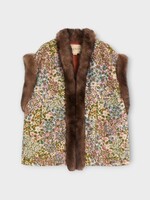 Valentino Valentino Jacket, Multi, Gilet Mossi Gobelin Apres L'Hiver In Burro & Multicolour w/ Inside Fur & All Over Flowers