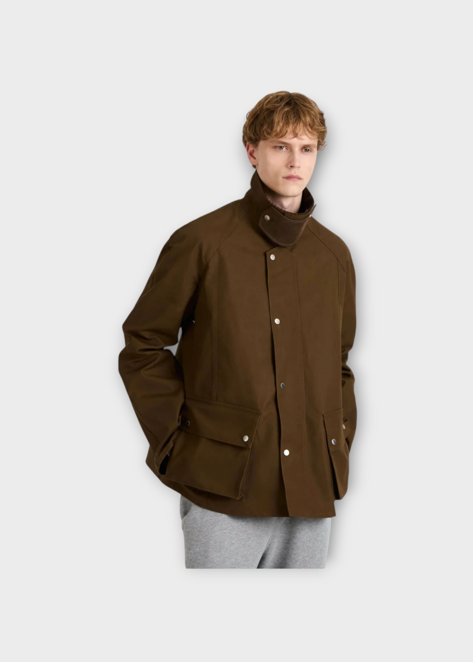 J.W. Anderson J.W.Anderson Jacket, Green, Waxed Cotton Raglan Sleeve Outdoor Jacket In Dark Olive