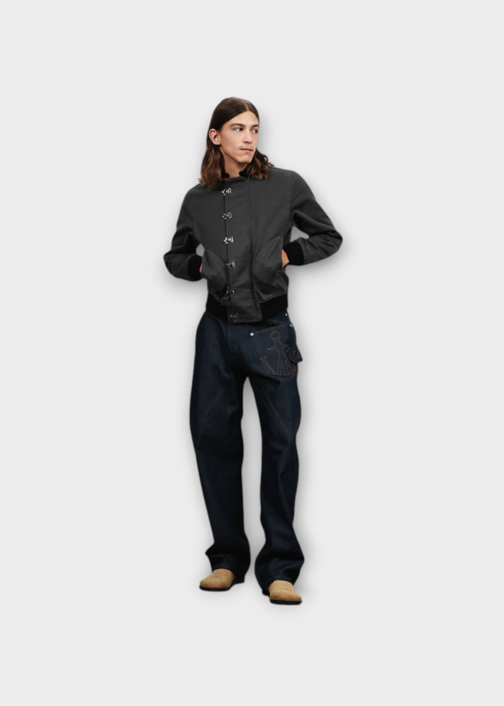 J.W. Anderson J.W.Anderson Jacket, Grey, Corded Cotton Deck Jacket In Dark Grey