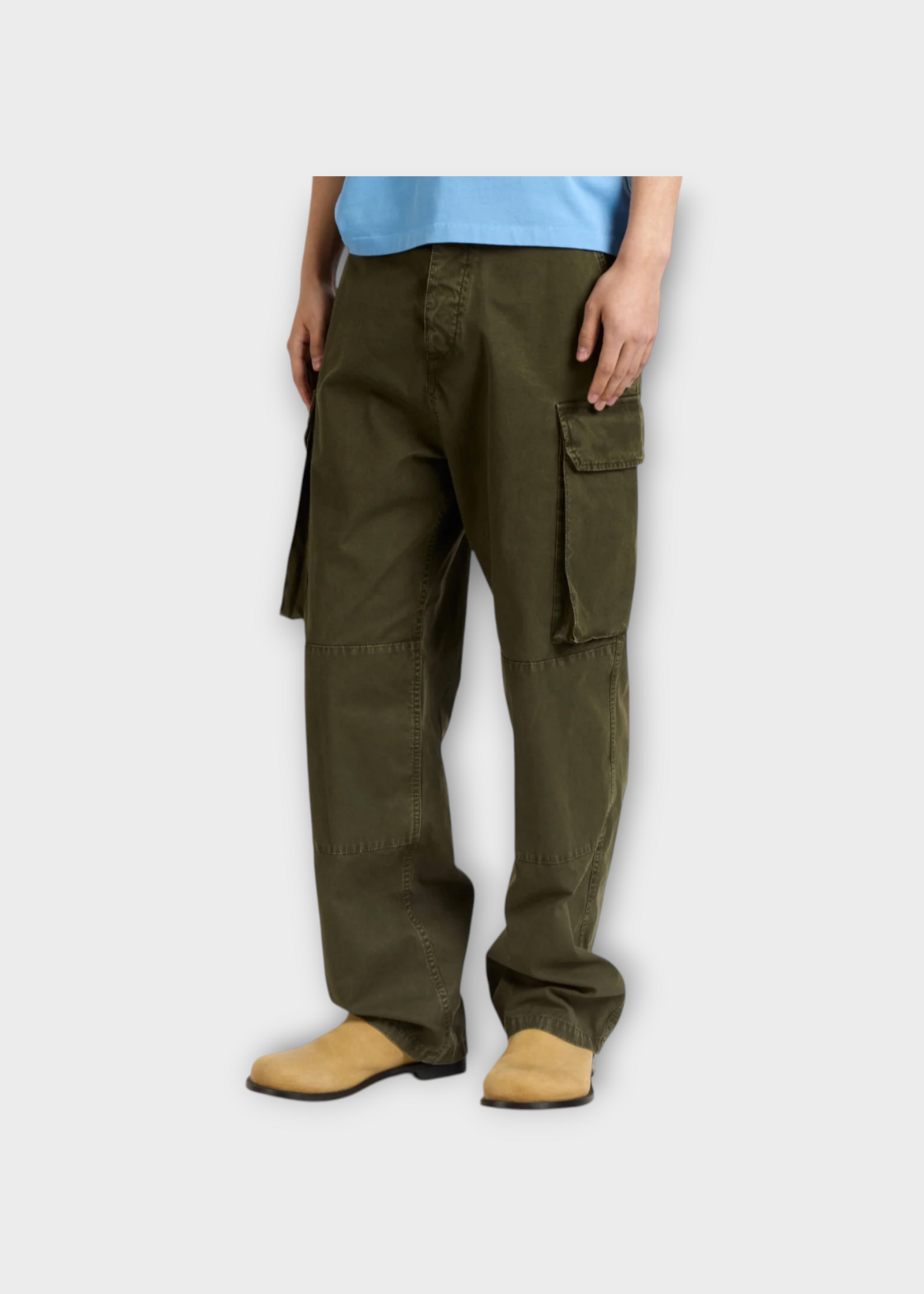 J.W.Anderson J.W.Anderson Trousers, Green, Cotton Cargo Trousers In Khaki