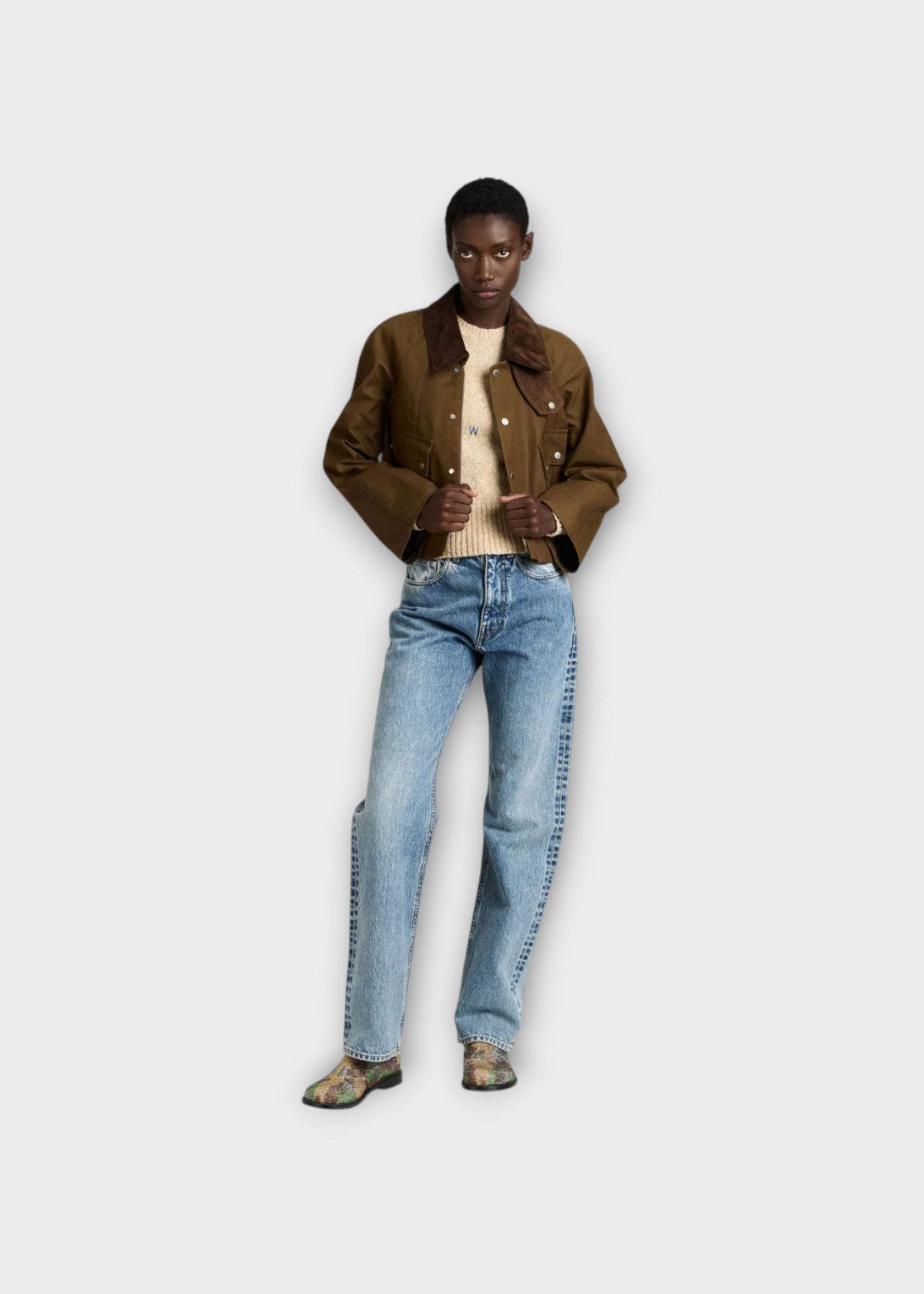 J.W. Anderson J.W.Anderson Jacket, Green, Cotton Cropped Barn Jacket In Dark Olive