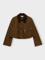 J.W. Anderson J.W.Anderson Jacket, Green, Cotton Cropped Barn Jacket In Dark Olive