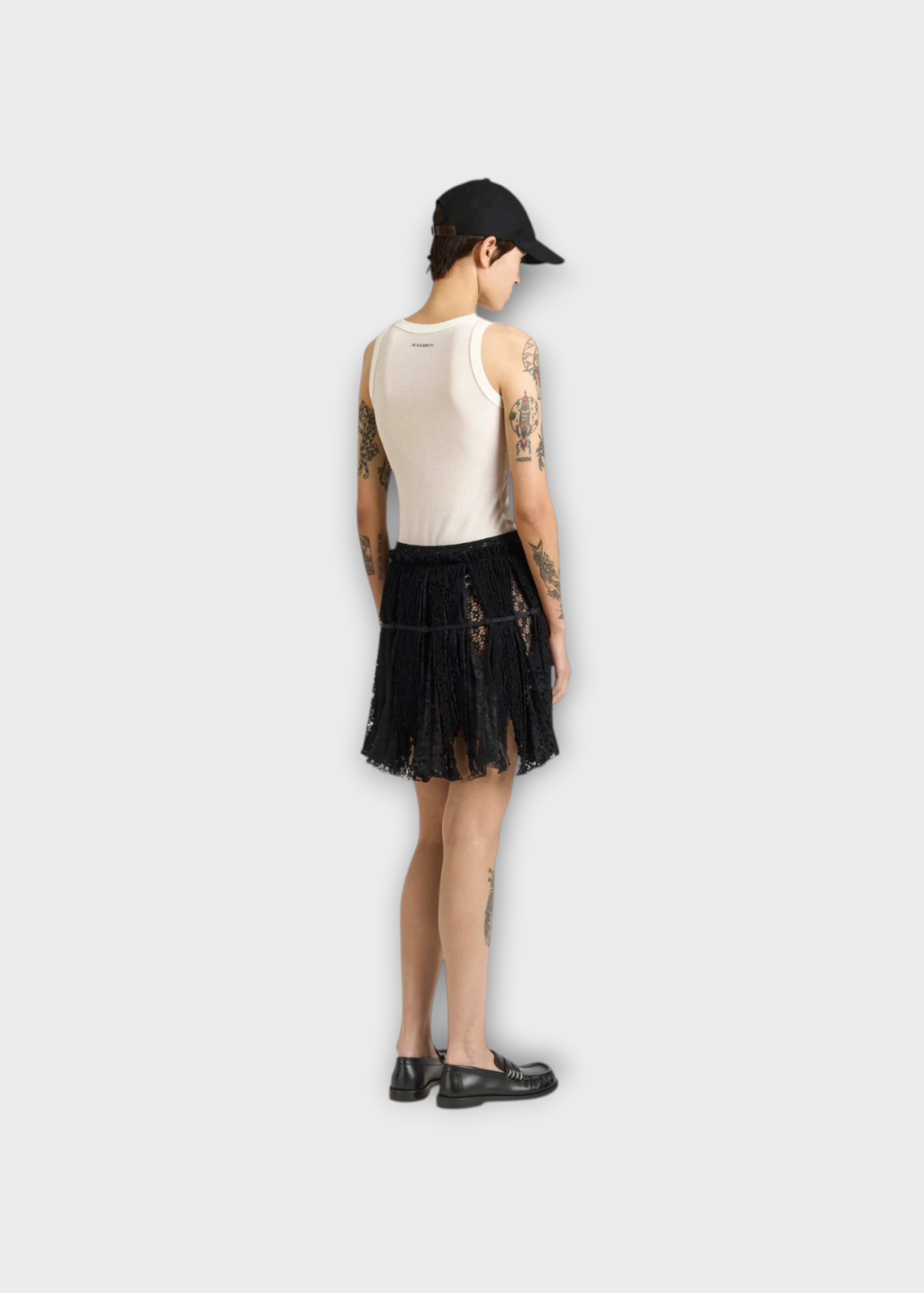 J.W. Anderson J.W.Anderson Skirt, Black, Lace Mini Curtain Skirt In Black