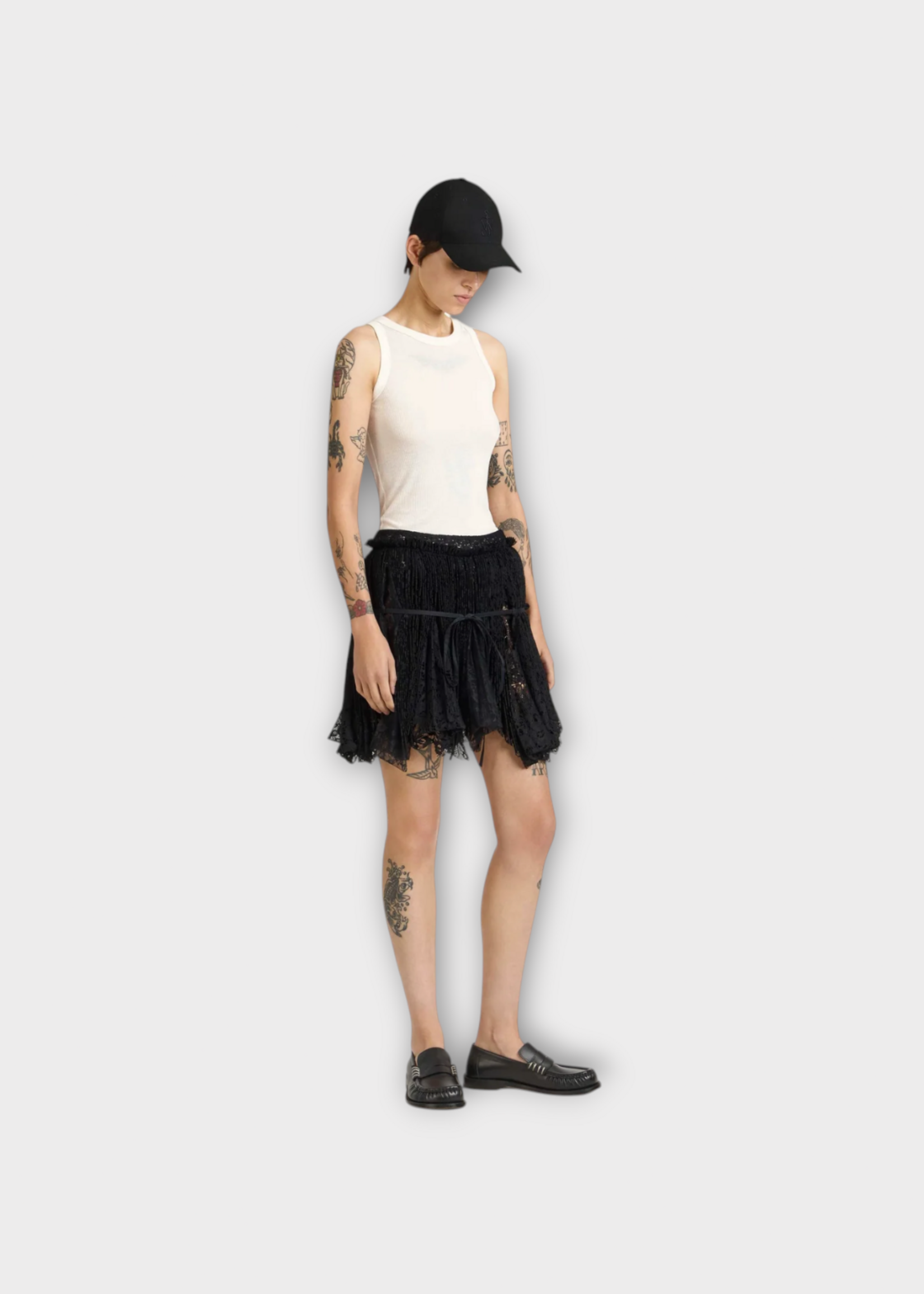 J.W. Anderson J.W.Anderson Skirt, Black, Lace Mini Curtain Skirt In Black