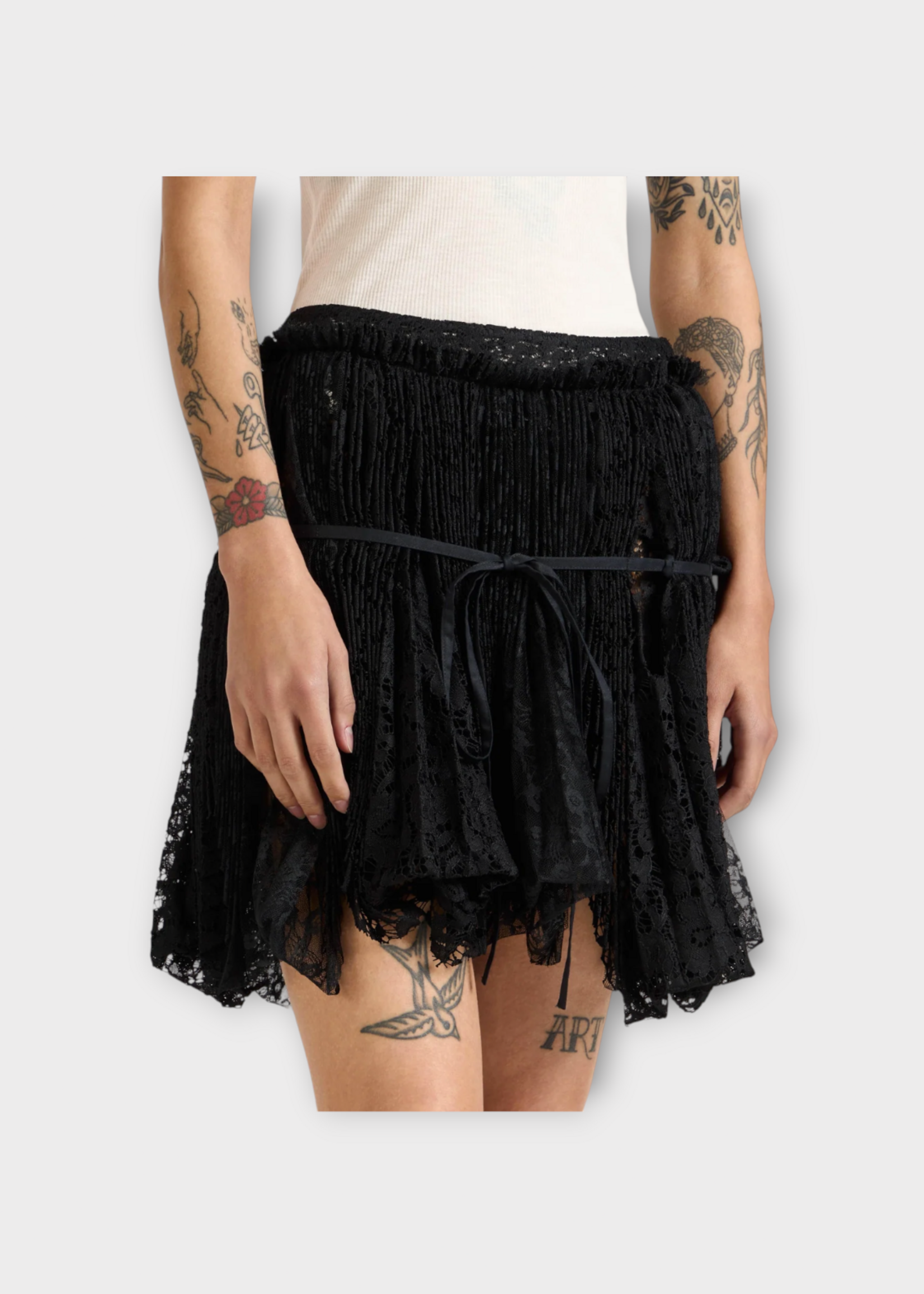 J.W. Anderson J.W.Anderson Skirt, Black, Lace Mini Curtain Skirt In Black