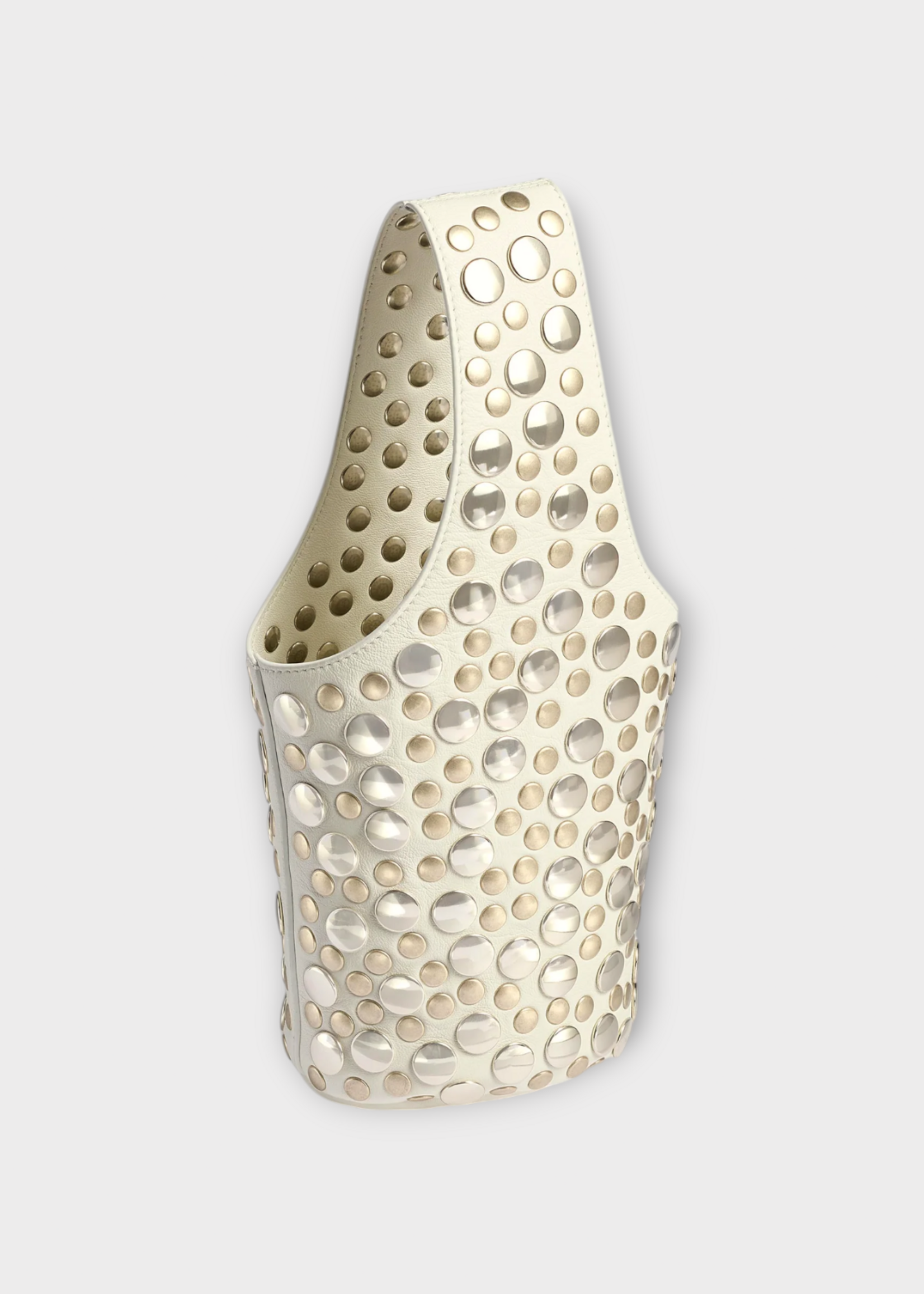 Khaite Khaite Bag, White, Livia Small Lambskin Hand Bag  in Optic White w/ Silver Studs