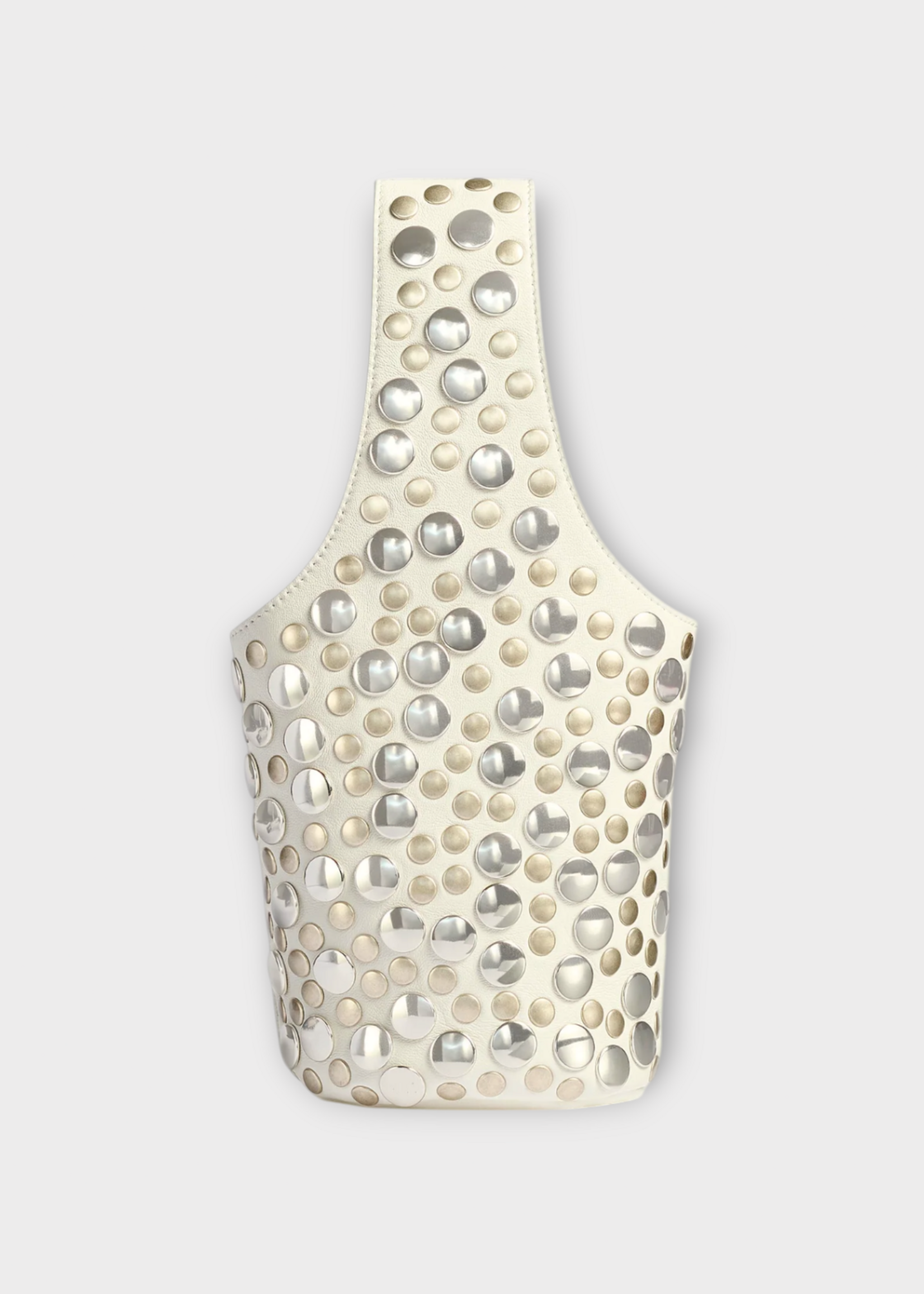 Khaite Khaite Bag, White, Livia Small Lambskin Hand Bag  in Optic White w/ Silver Studs