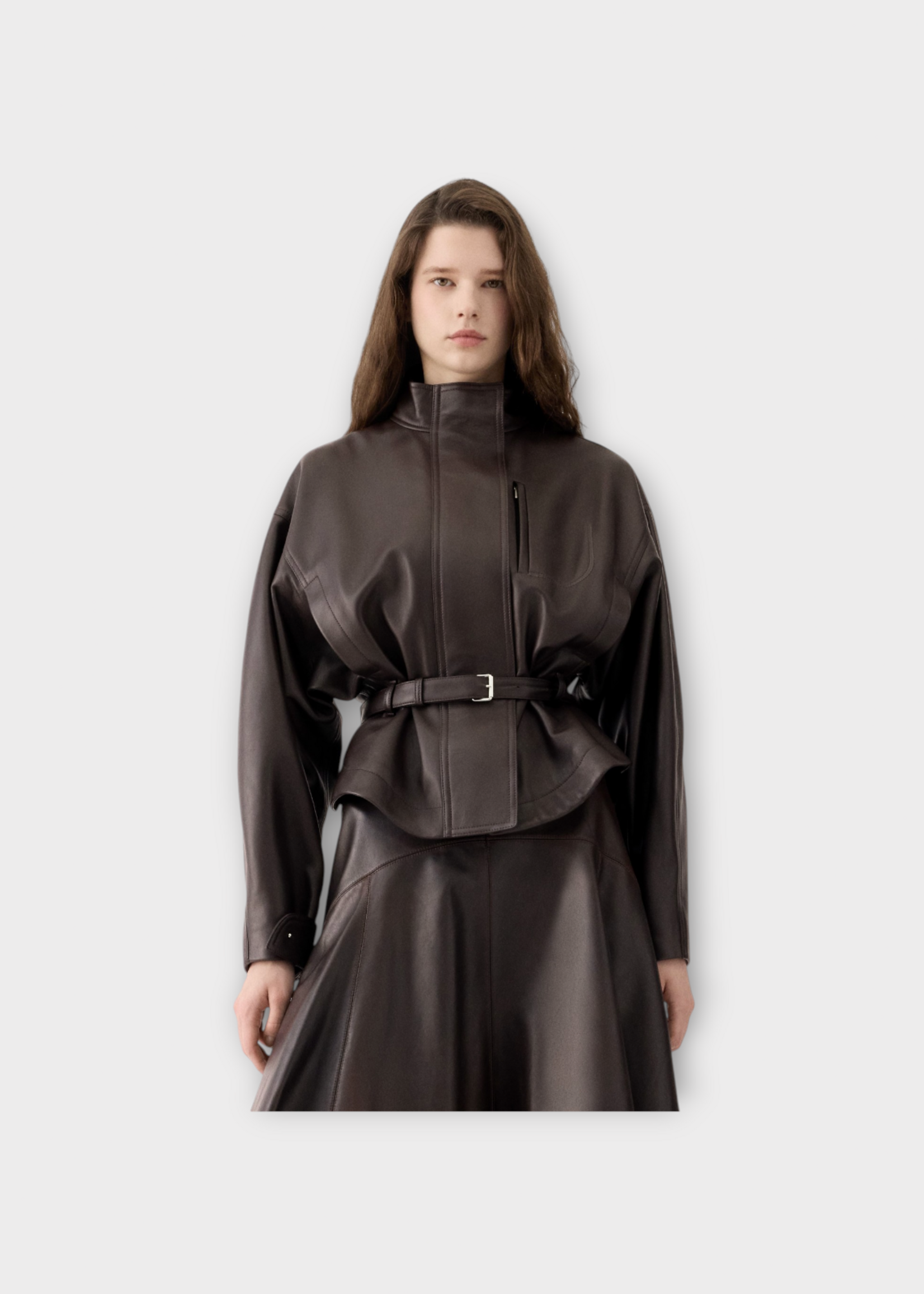 Jacquemus Jacquemus Jacket, Brown, Ciro Leather Belted Jacket In Dark Brown