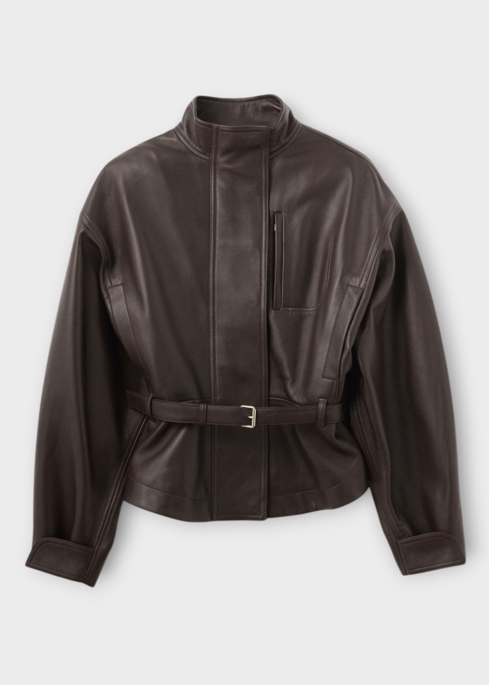 Jacquemus Jacquemus Jacket, Brown, Ciro Leather Belted Jacket In Dark Brown