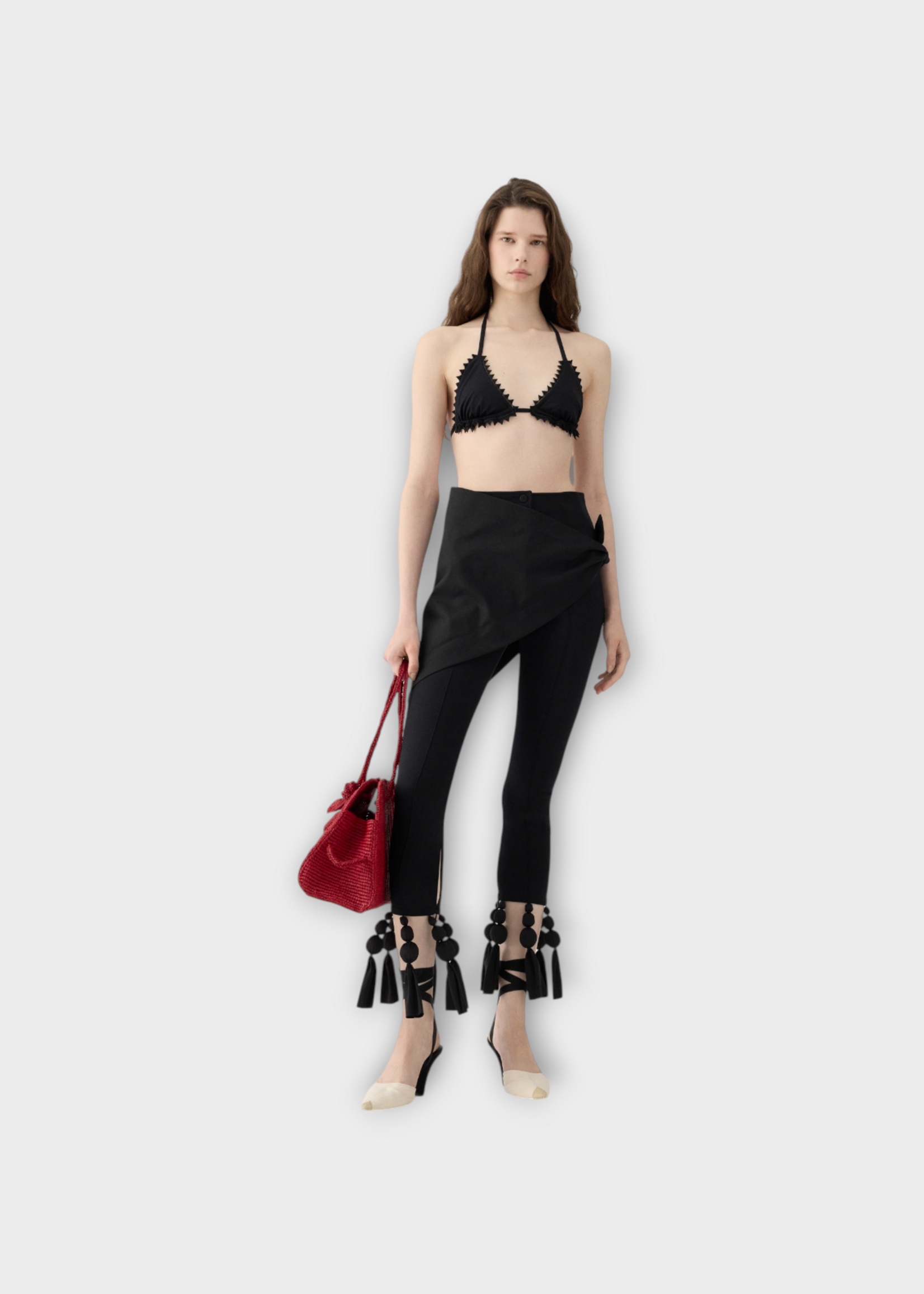 Jacquemus Jacquemus Swimwear, Black, Le Haut De Maillot Picot Triangle Bikini Top In Black