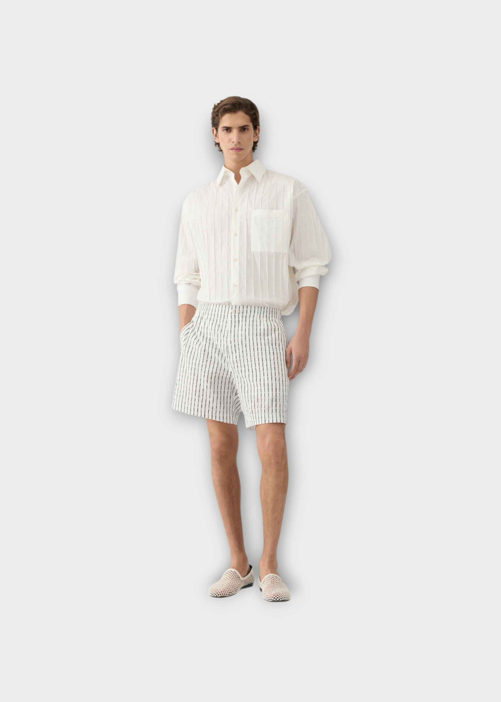 Jacquemus Jacquemus Shorts, White, Le Short Calecon Cotton Striped Shorts In White