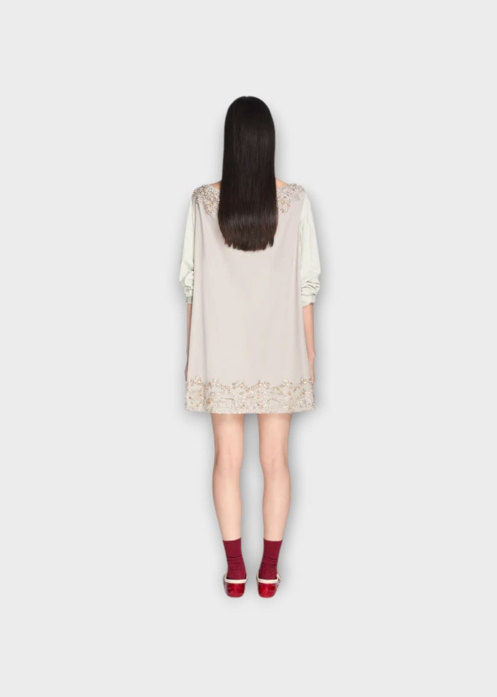 Dries Van Noten Dries Van Noten Dress, Grey, Dabel Sleeveless Embroidered Mini Dress In Light Grey