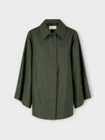 Dries Van Noten Dries Van Noten Coat, Green, Ricce Microsand Cotton Collared Coat In Bottle