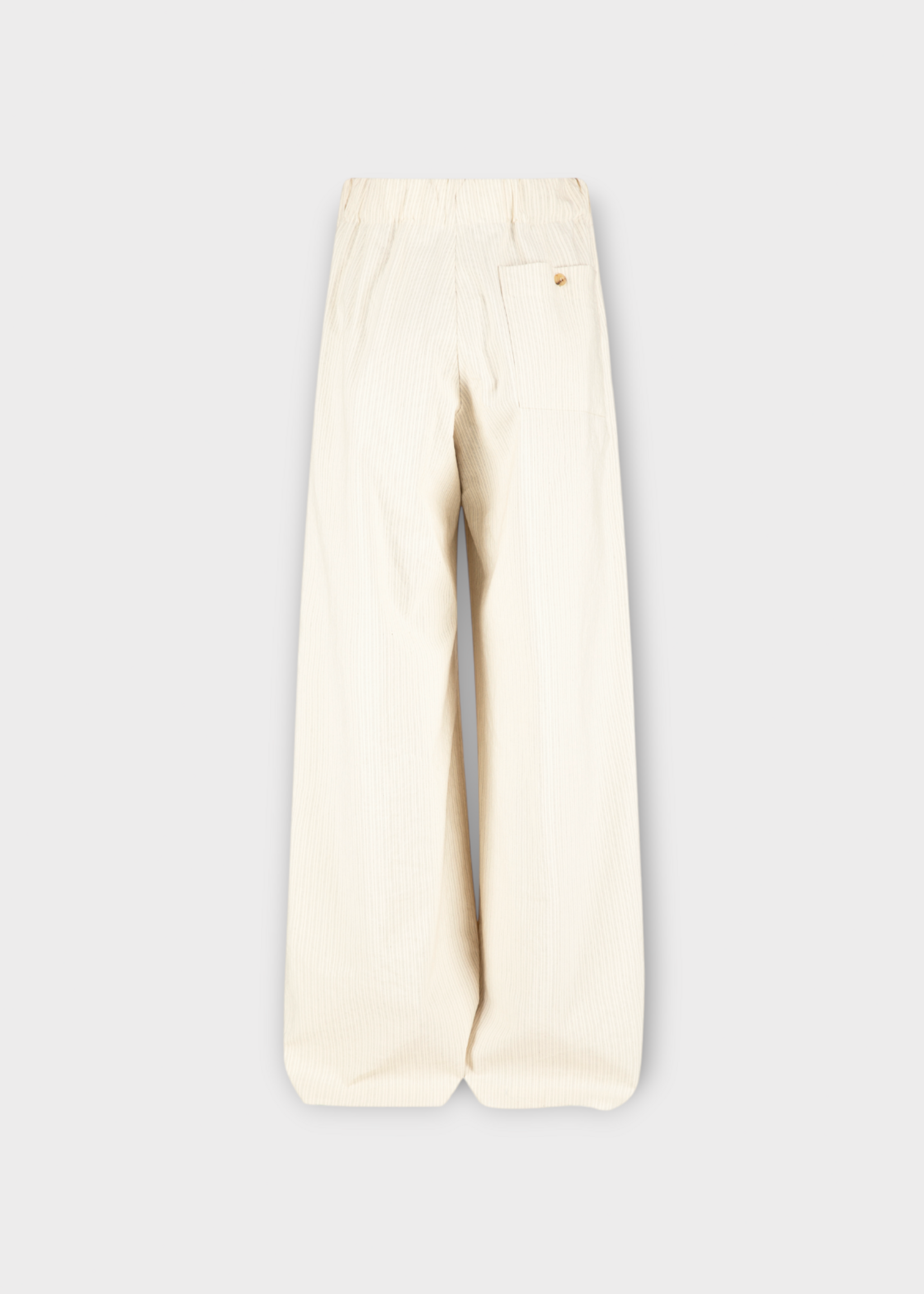 Dries Van Noten Dries Van Noten Trousers, Print, Pila Cotton High Wasted Wide Leg Pants In Ecru w/ Washed Stripe Print