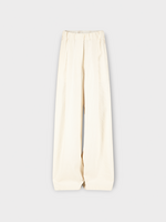 Dries Van Noten Dries Van Noten Trousers, Print, Pila Cotton High Wasted Wide Leg Pants In Ecru w/ Washed Stripe Print